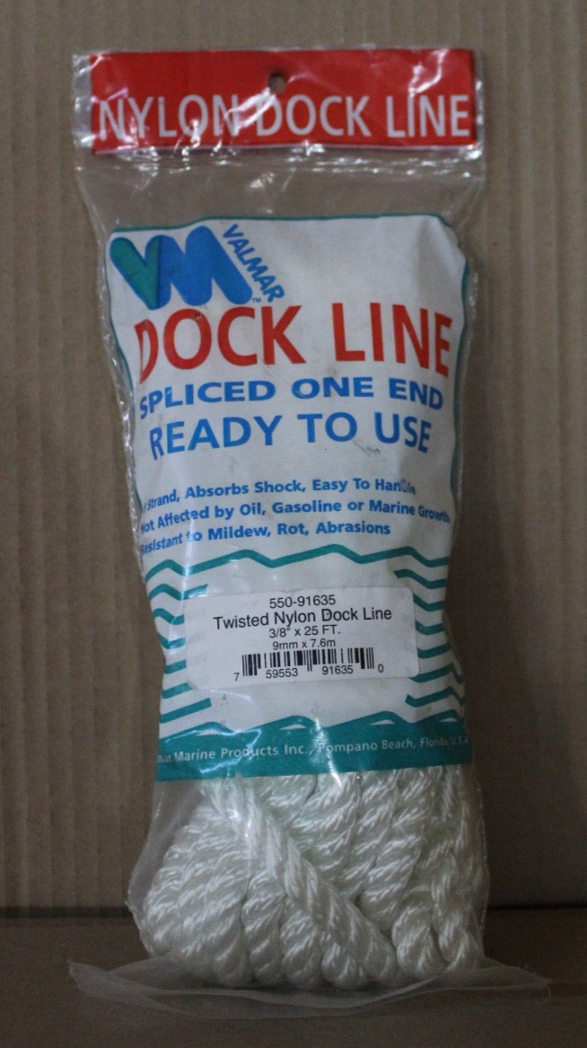 VALMAR 91635   3/8"X25' TWISTED NYLON DOCK LINE