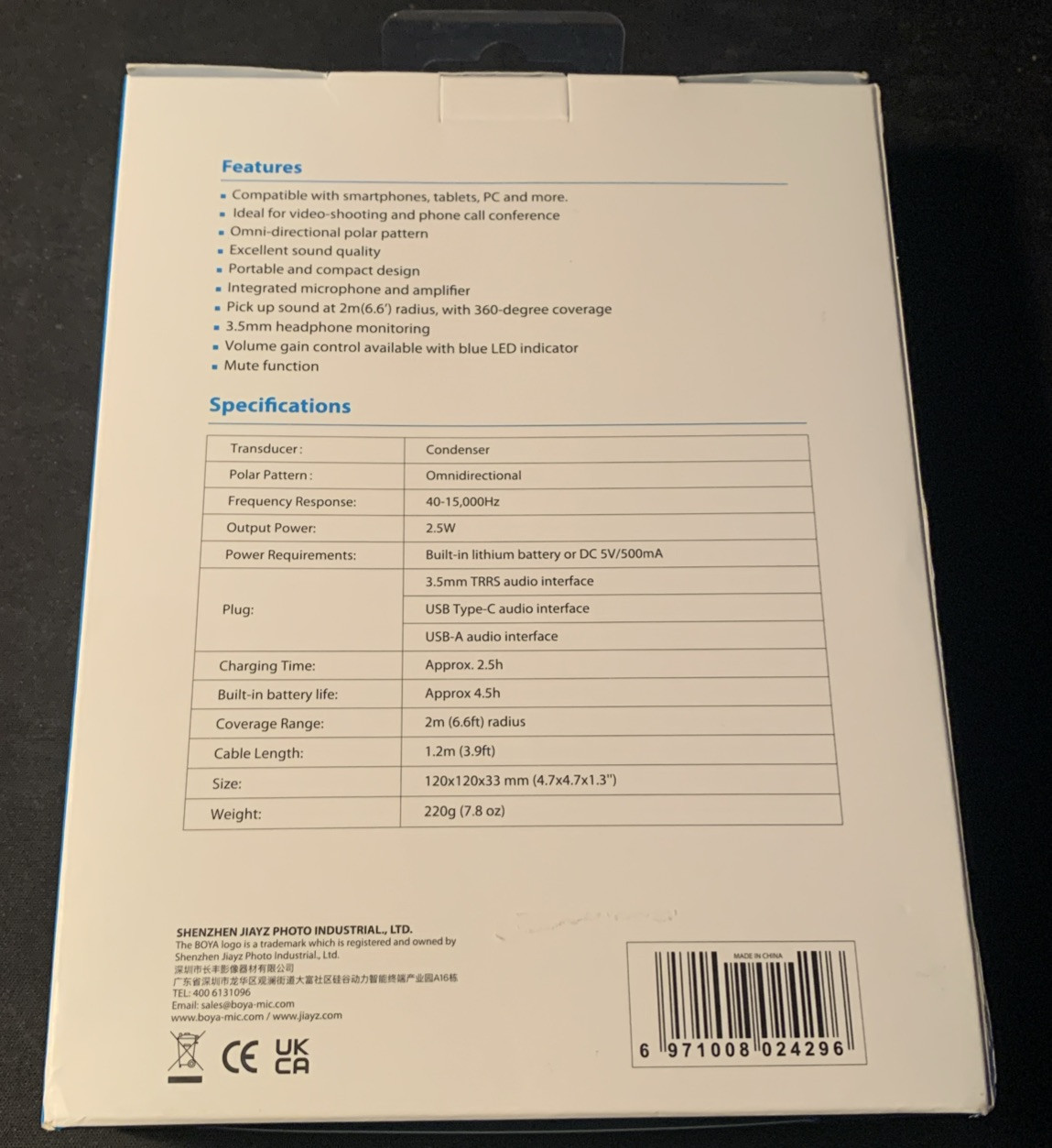 BOYA BY-BMM400 Conference Speaker Microphone Type-C for Computer Tablet Phone