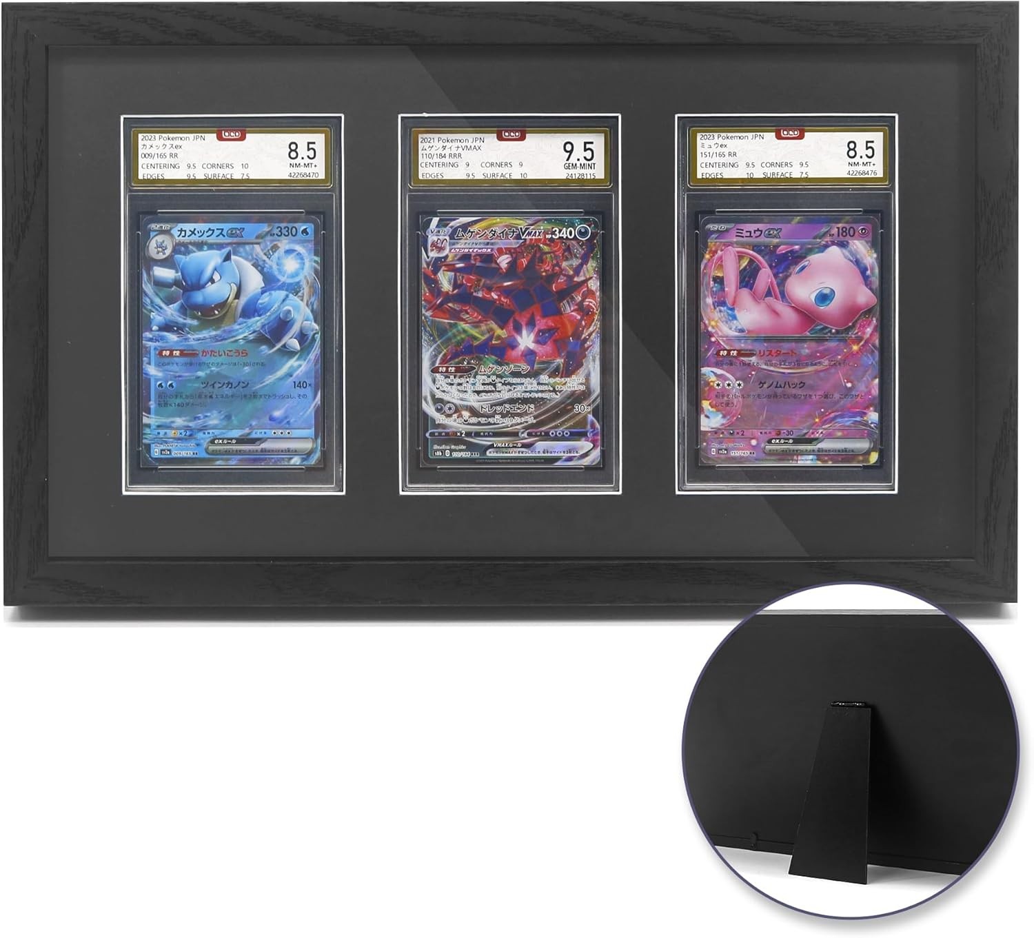 PSA Graded Card Display Frame, Wall Mount Baseball Trading 3 card, Black