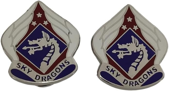 PAIR OF US ARMY OPERATION DESERT STORM 18TH AIRBORNE CORPS SKY DRAGONS BADGE PIN