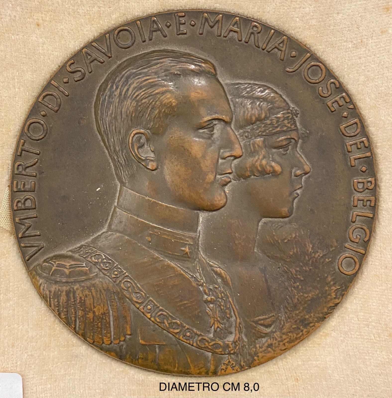 MATRIMONIO UMBERTO DI SAVOIA E MARIA JOSE’ DEL BELGIO 1930 MEDAGLIA CON SCATOLA