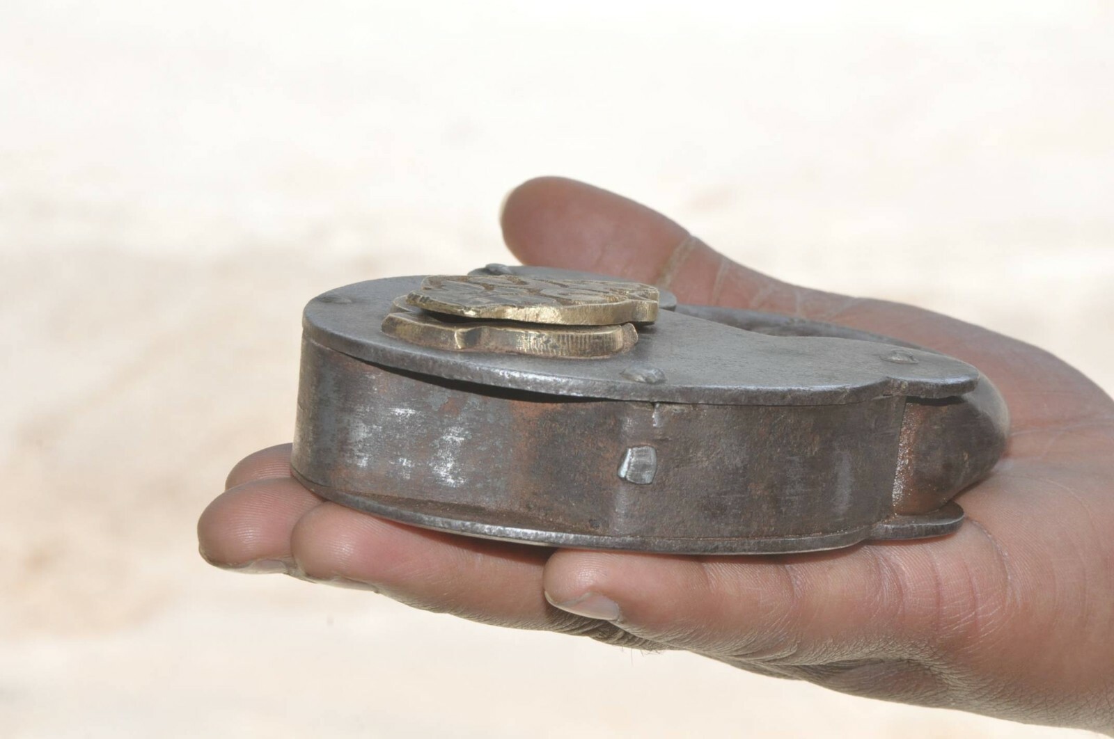 Vintage Iron Handcrafted Unique Shape Solid Iron Padlock