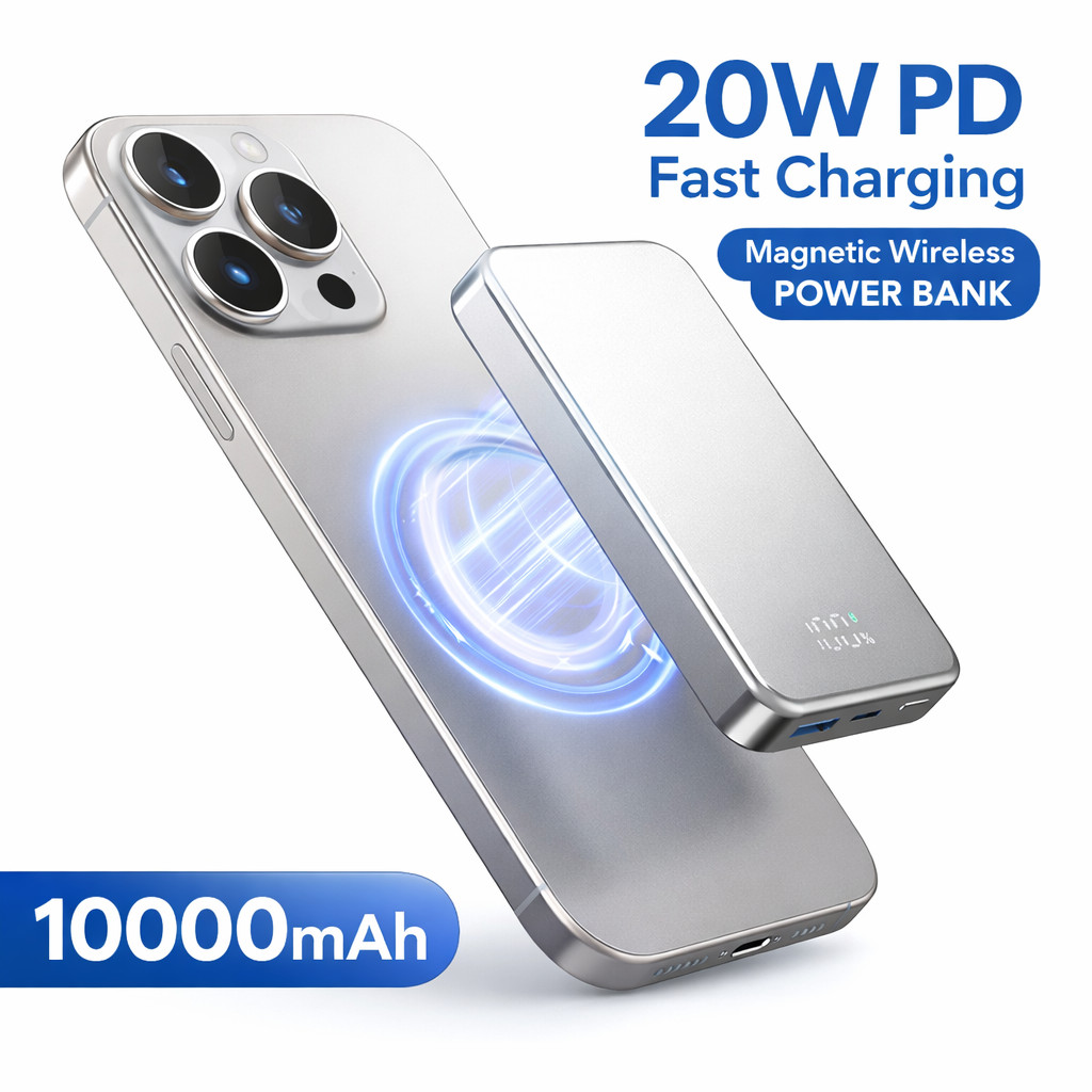 10000mAh Power Bank Magnetic Battery Pack 22.5W Wireless Charger For Cell IPhone