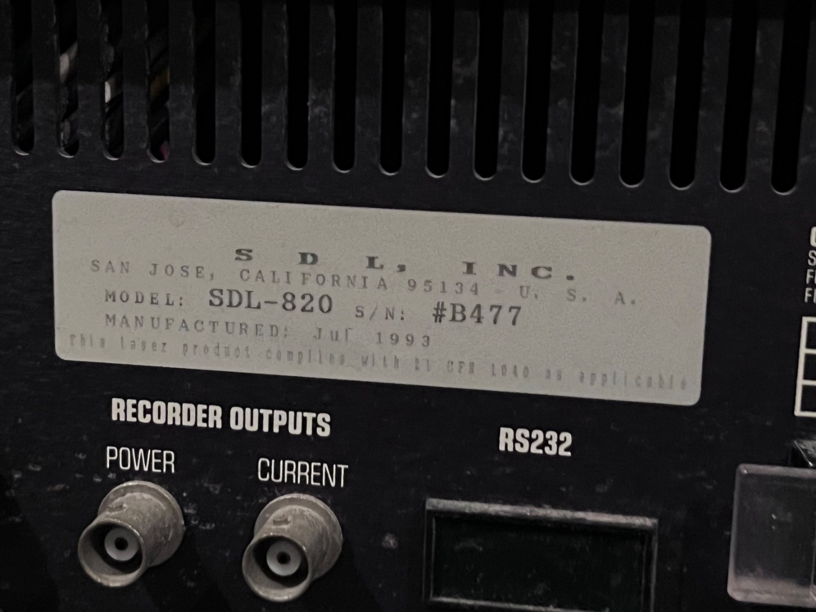 Pre-Owned Spectra Diode Labs SDL 820 Laser Diode Driver SDL820