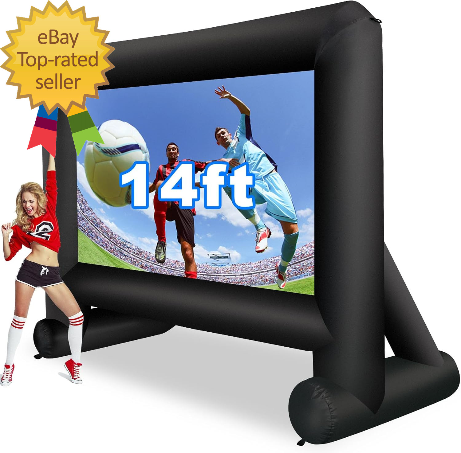 14 Feet Indoor and Outdoor Inflatable Blow up Mega Movie Projector Screen