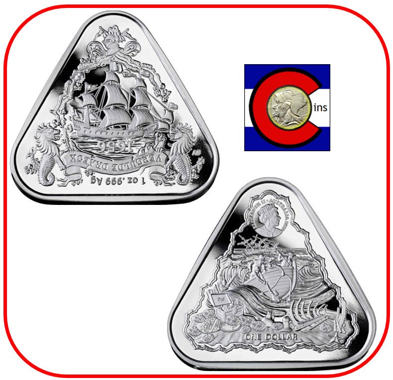 2020 Australia Shipwreck Vergulde Draeck (Gilt Dragon) 1 oz. 0.999 Silver Coin