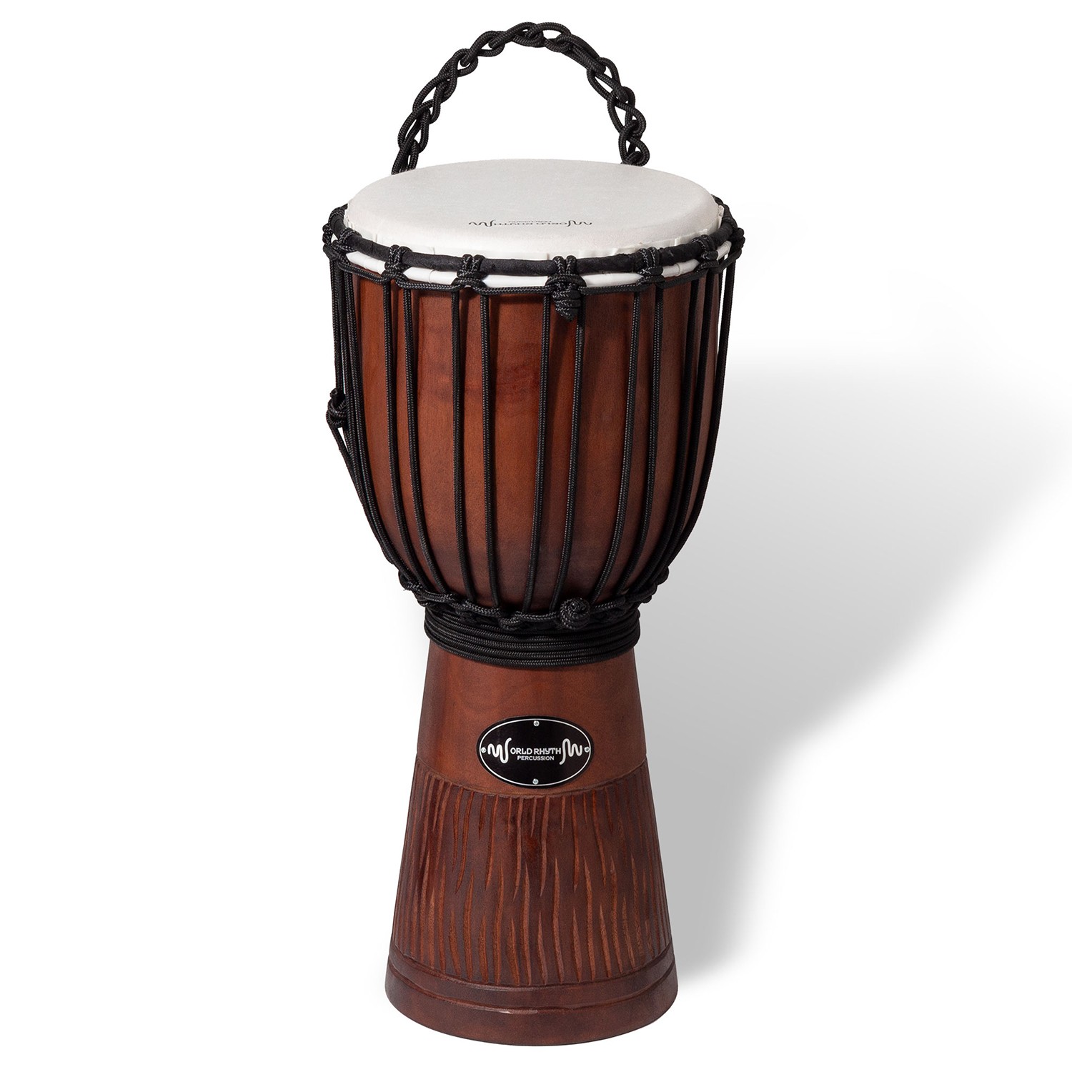 Djembe Drum 50cm Hand Carved Rope-Tuned 9.5” Synthetic Head World Rhythm