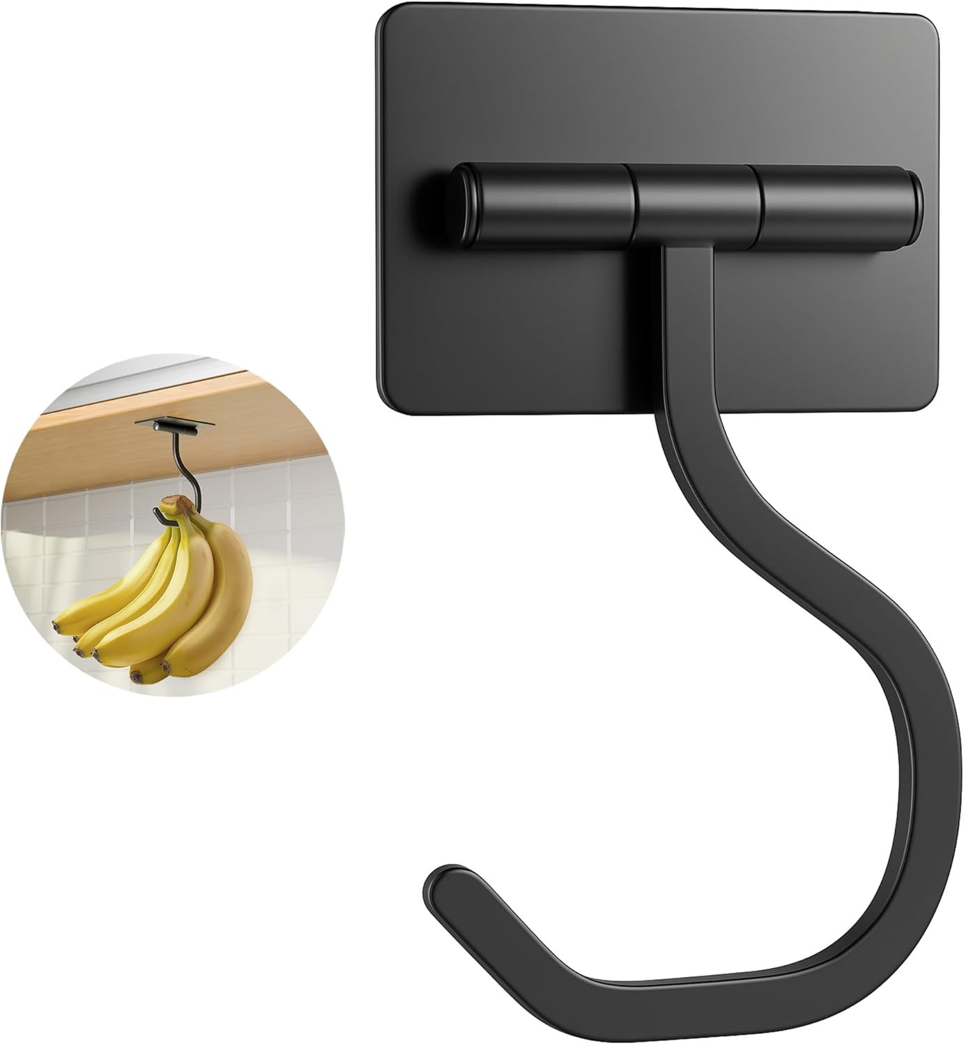 Banana Hook under Cabinet - Adhesive Banana Hanger under Counter, Metal Banana H