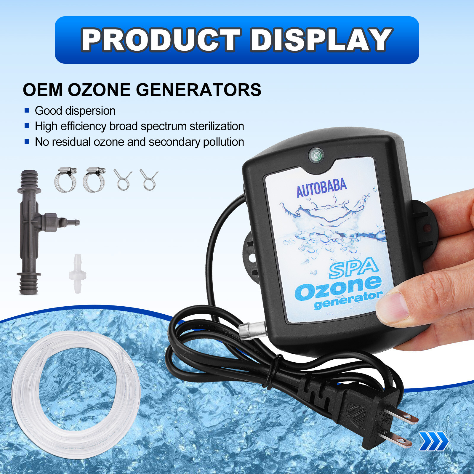 50mg Spa Ozonator Generator Kit For Hot Tub Ozone Generator 120V/240V NEMA 1-15