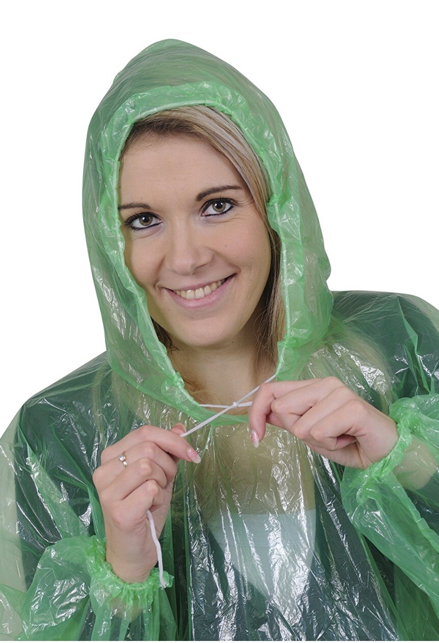 5pack of green adult emergency rain ponchos