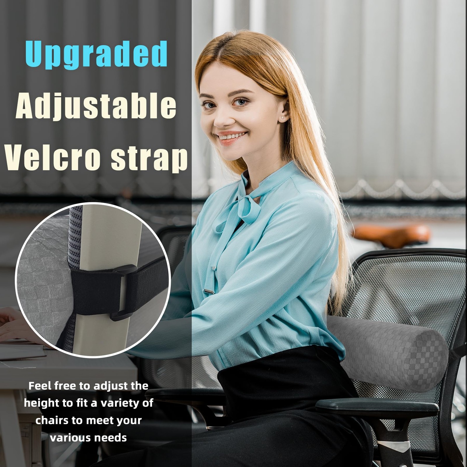 Lumbar Roll Pillow for Lower Back, Support Short-11*4.3'', Light Grey