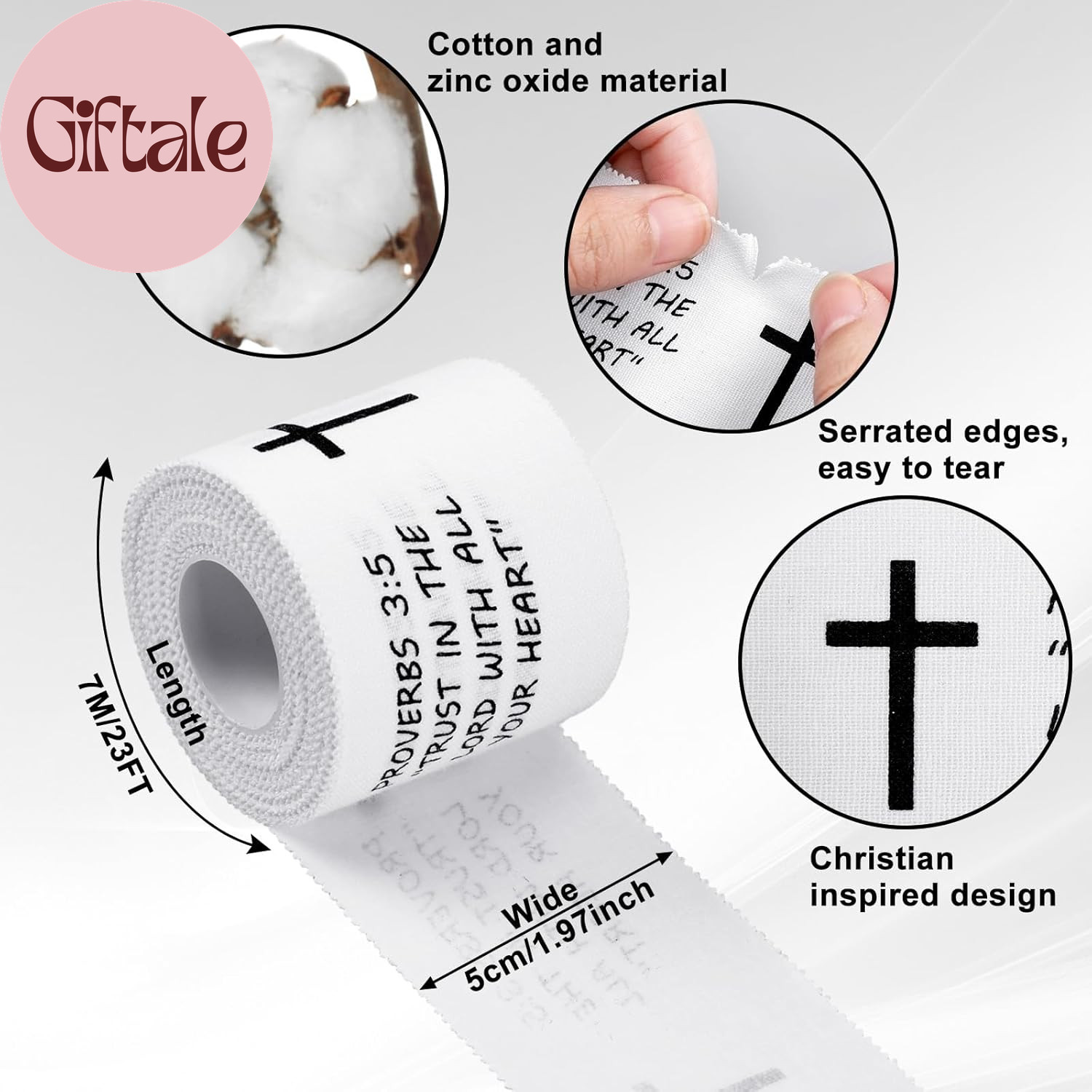 2 Pcs Christian Cross Athletic Tape Sports Tape Christian Easter Gift 2In X 23Ft