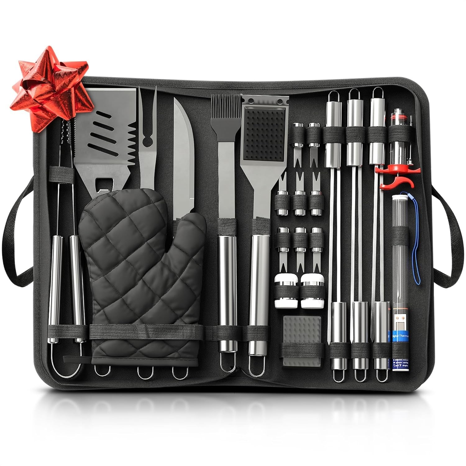27 PCS GRILL SET FOR OUTDOOR GRILL – DURABLE STAINLESS STEEL BARBECUE TOLL SET
