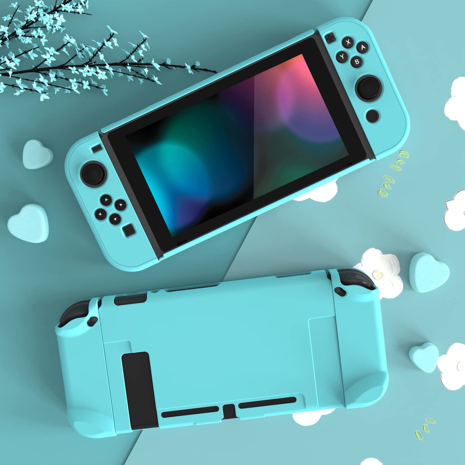 PlayVital Protective Case Protector for Switch - Hard Shell, Heaven Blue