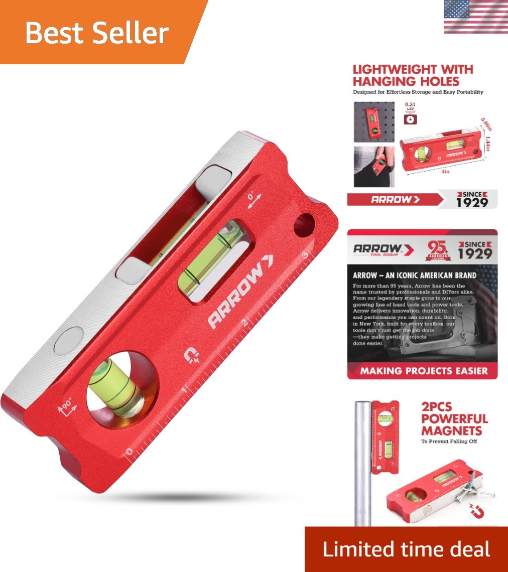 Level Magnet 4 Inch Torpedo Level Magnetic Aluminum Alloy Small Bubble Tool