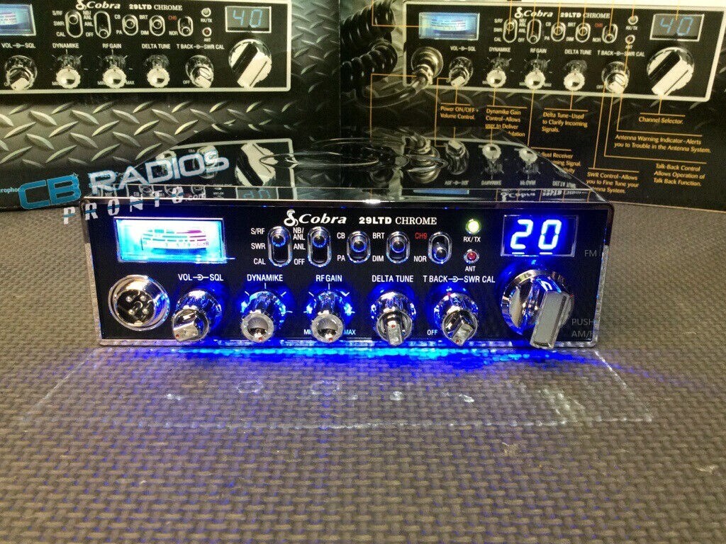 Cobra 29 LTD Chrome AM/FM CB - BLUE NITRO LED LIGHT RINGS+PERFORMANCE TUNED