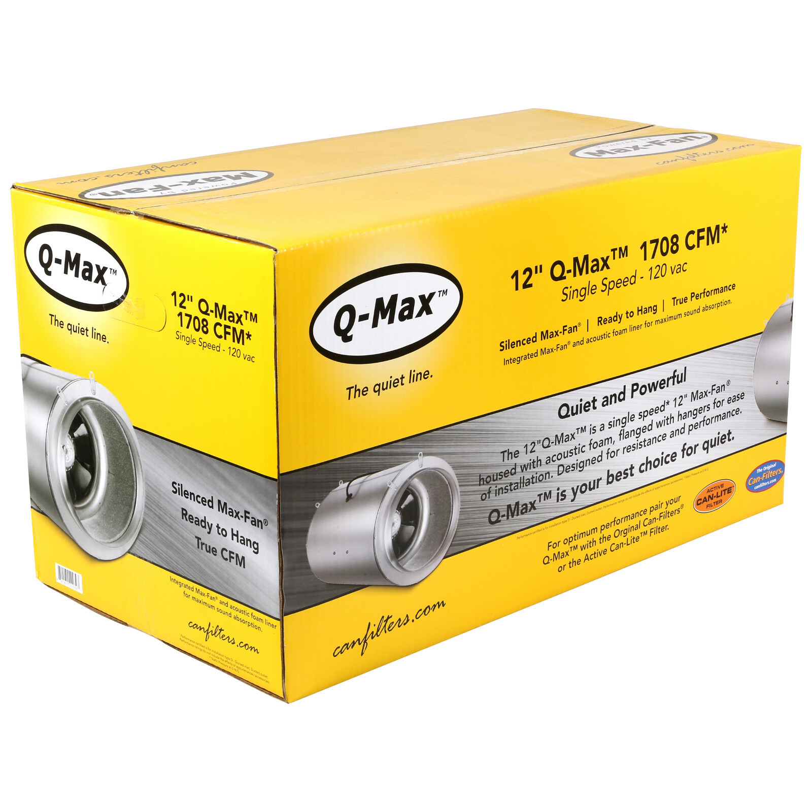 Can Fan Q-Max 12" 1079 CFM Quiet Inline Exhaust Ventilation w/ Muffler ~NEW~