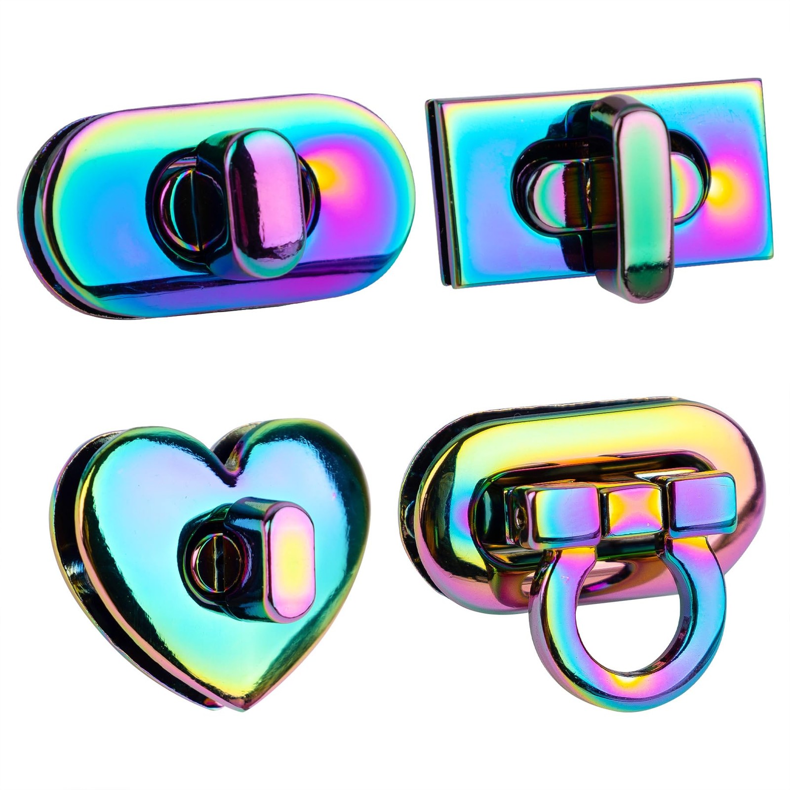 4 Pack Rainbow Color Turn Lock Clasp Metal Hardware Buckles Twist Fasteners ...