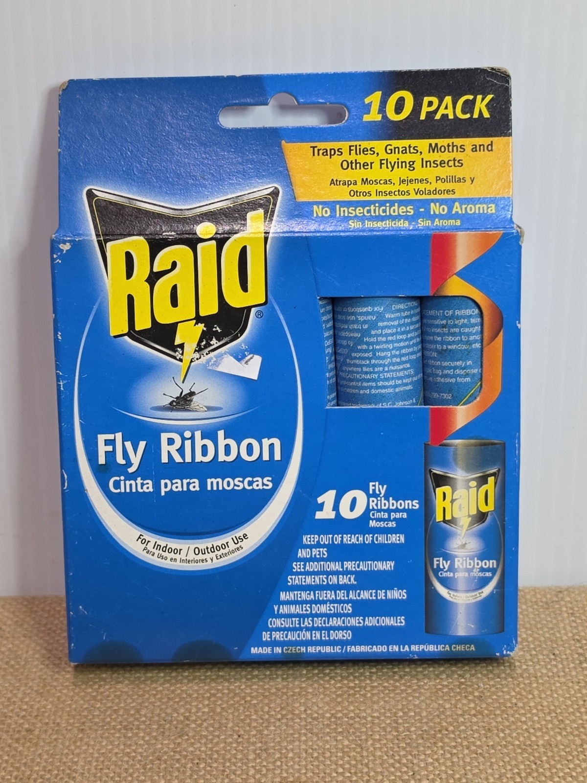 RAID Fly Ribbon Flying Insect Glue Strip Bug Trap 10 Ribbons Fly Killer NEW