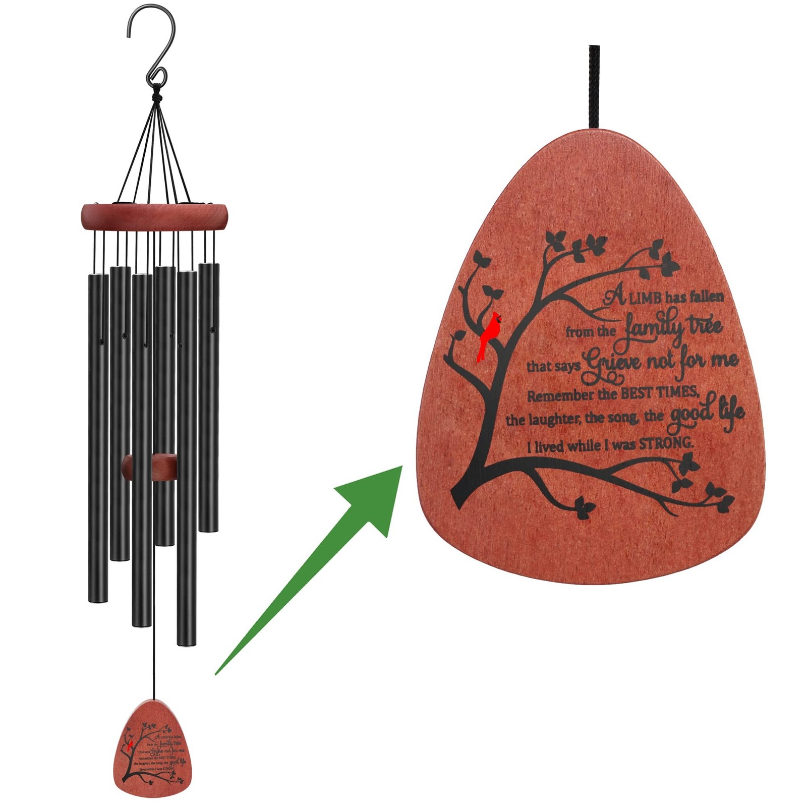 Memgift Memorial Wind Chimes for Outside- Sympathy Gift for Loss of Mom or Da...
