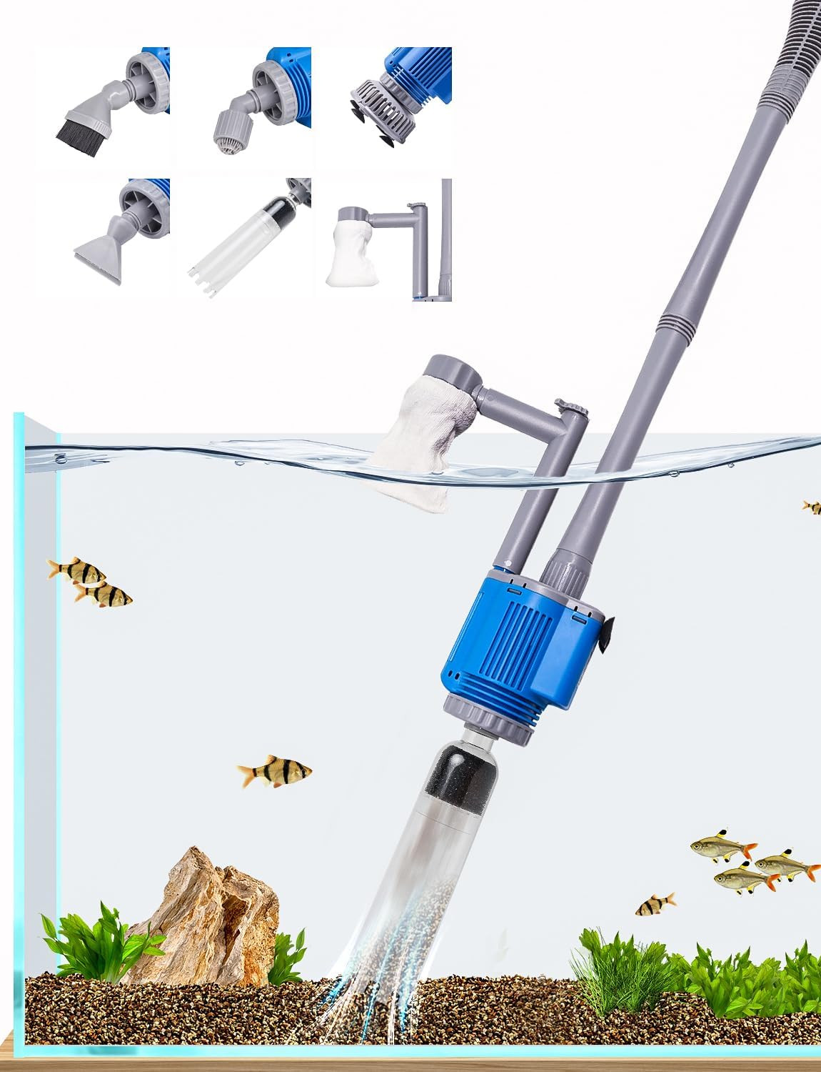 Aquarium Gravel Cleaner - Electric Automatic Removable Vacuum Water Changer Sand