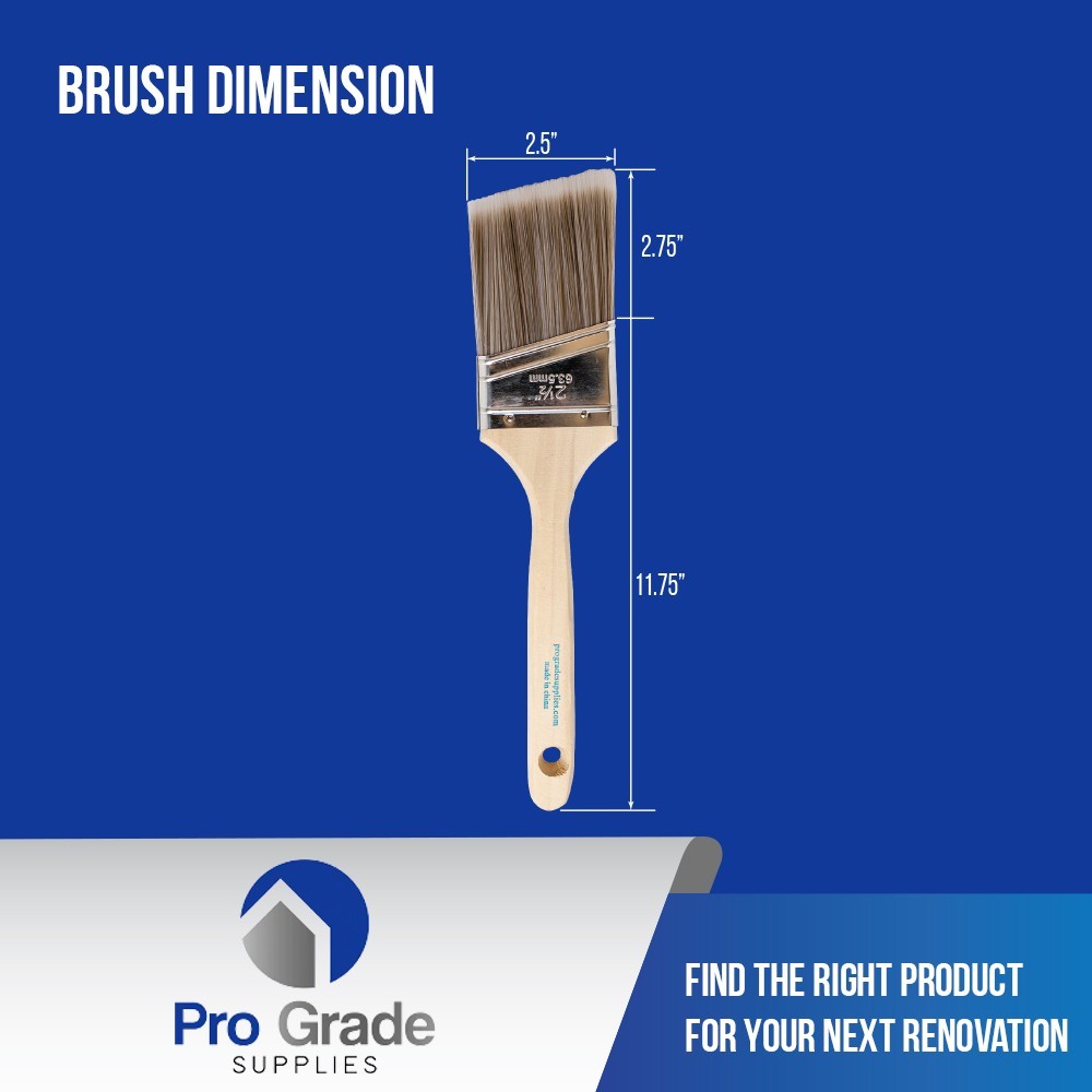 Pro Grade - Paint Brushes - 12Ea 2.5" Angle Brushes