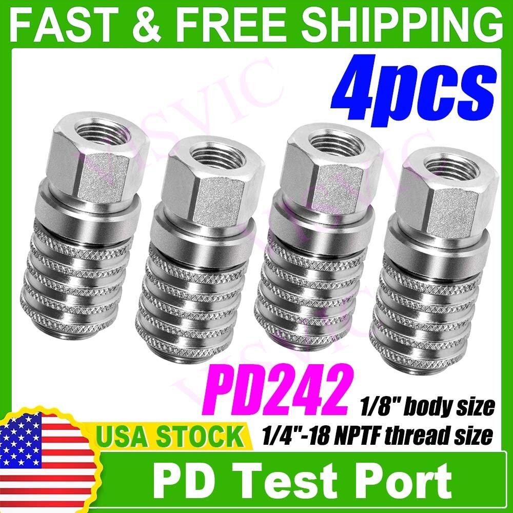 4x PD242 Series PD Steel Test Port and Diagnostic Equipment Quick Coupler Female