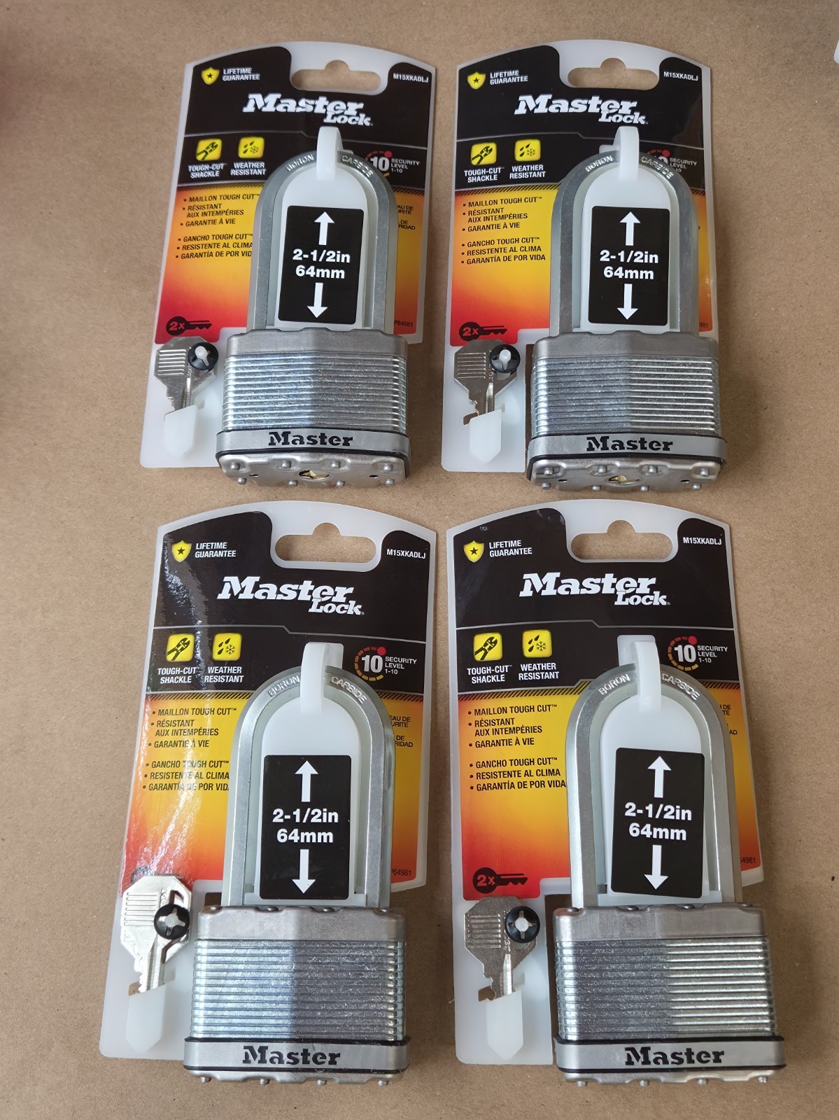 Lot Of 4 Master Lock M15XKADLJ High Security Padlocks Keyed Alike