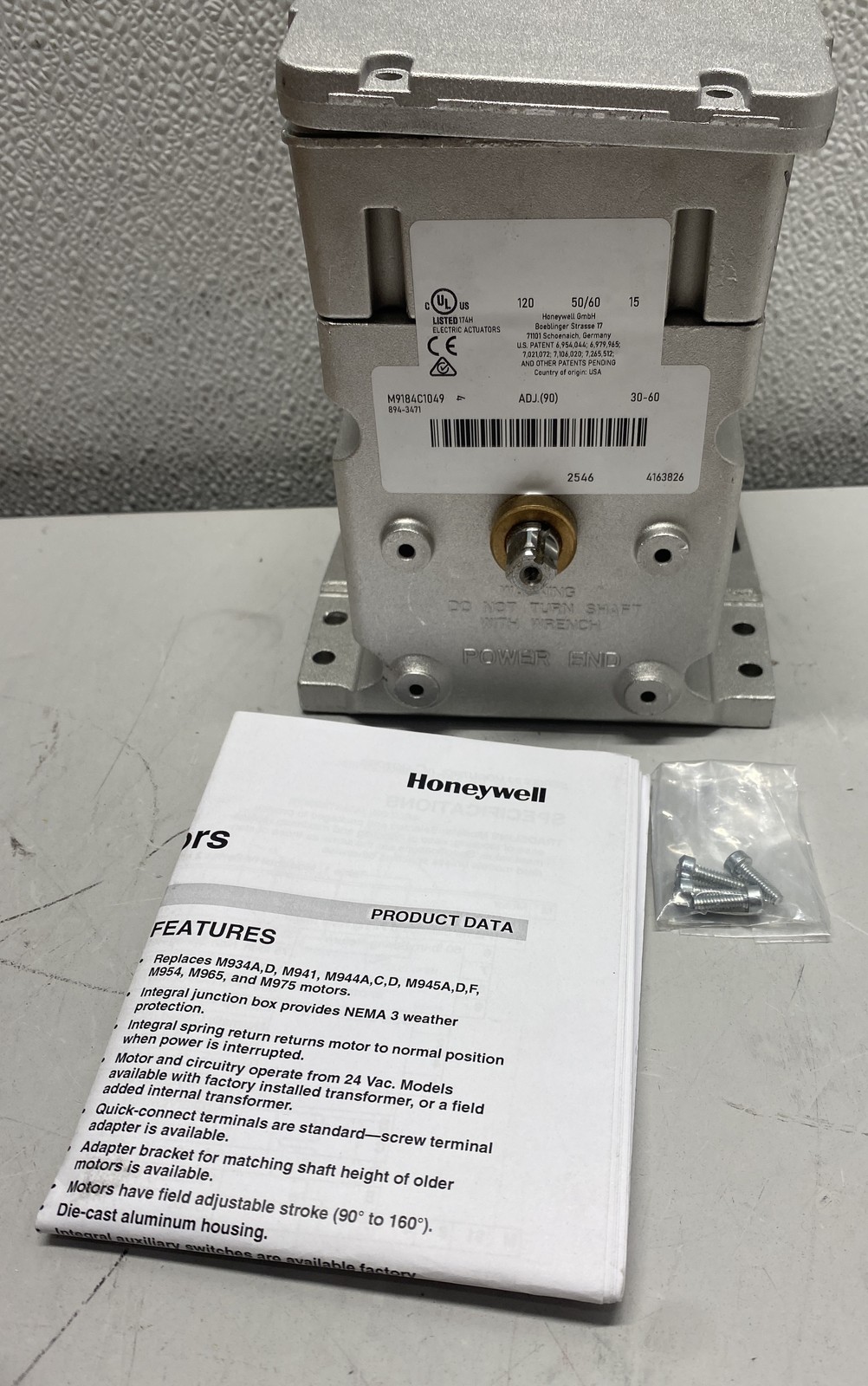 Honeywell Actuator Motor 15VA 120VAC M9184C-1049