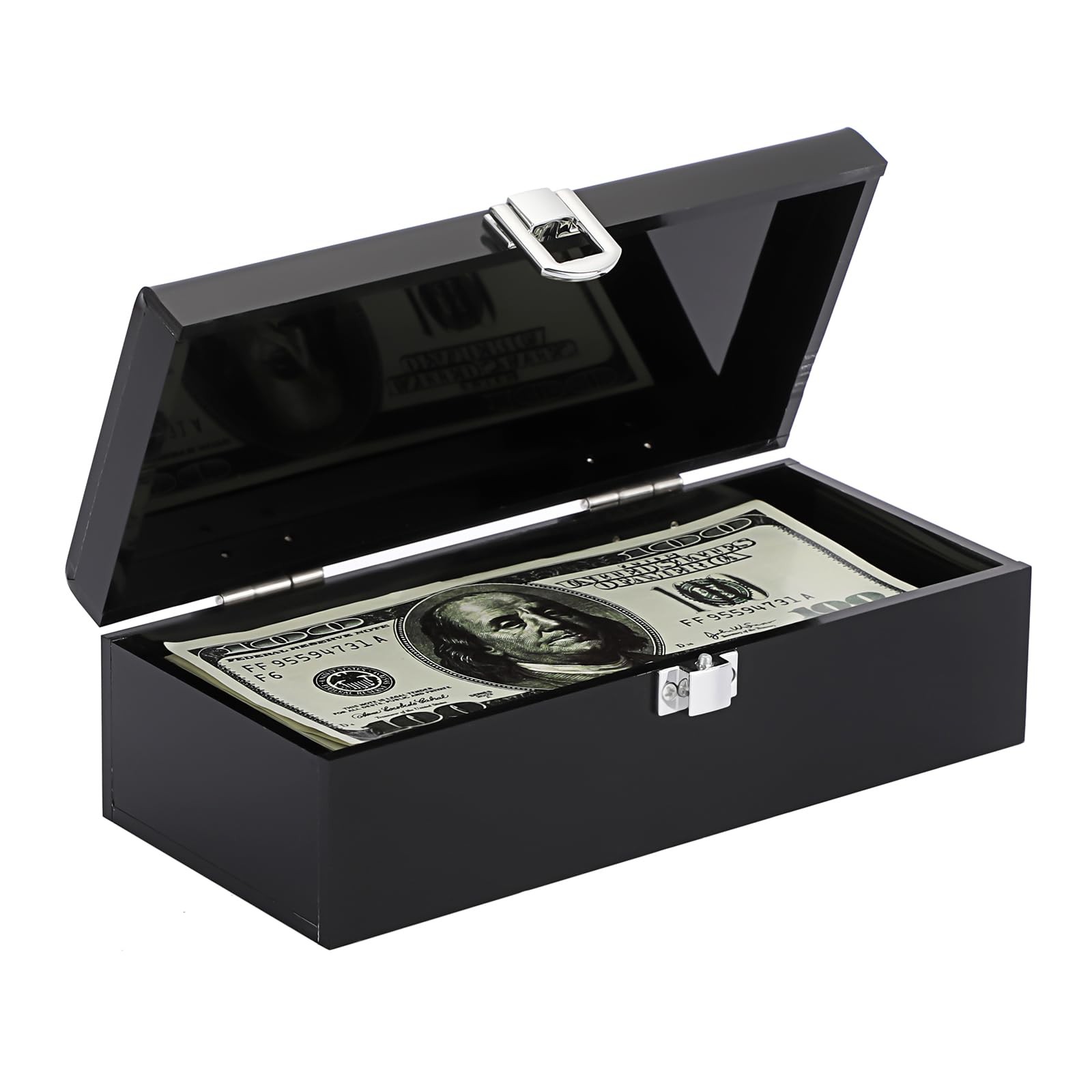 Hipiwe Cash Box Money Holder Black Organizer Storage Small,