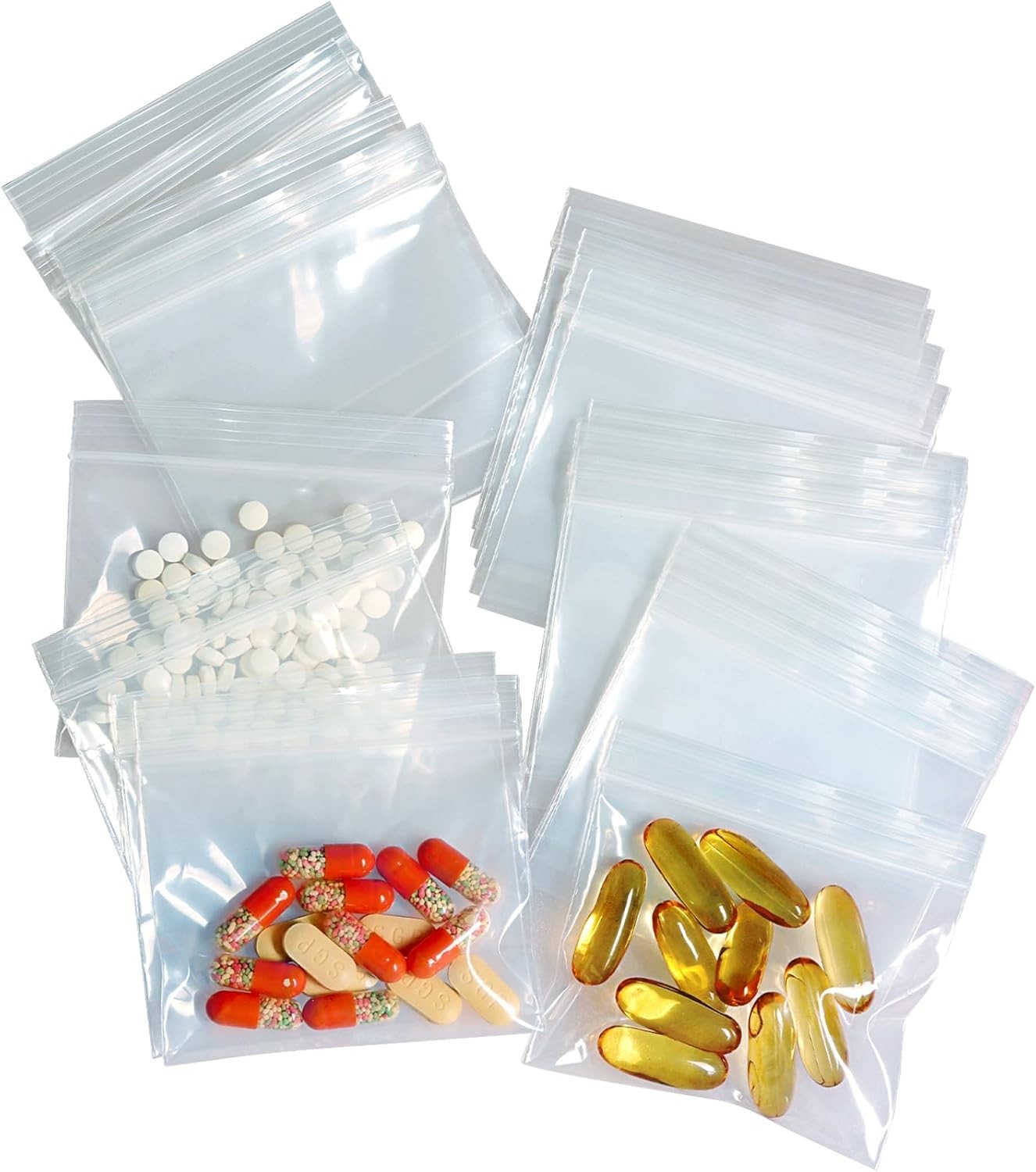 100 Packs Pill Bags 6 mil Sturdy 3x2.75 inch Pack of 100, Full Clear-6mil