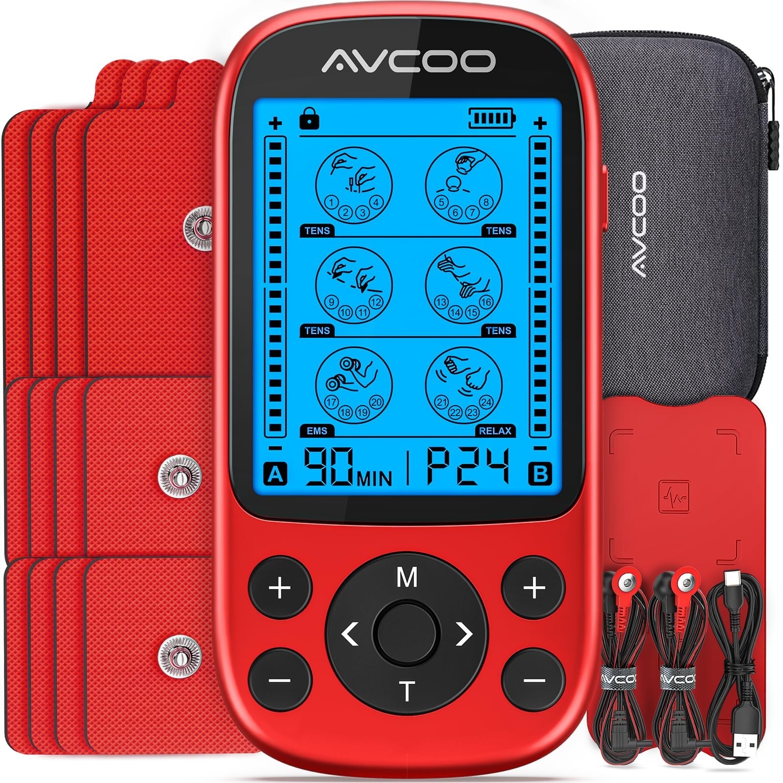 Dual Channel TENS Unit Muscle Stimulator, 3-in-1 EMS TENS Machine with 24 Mod...