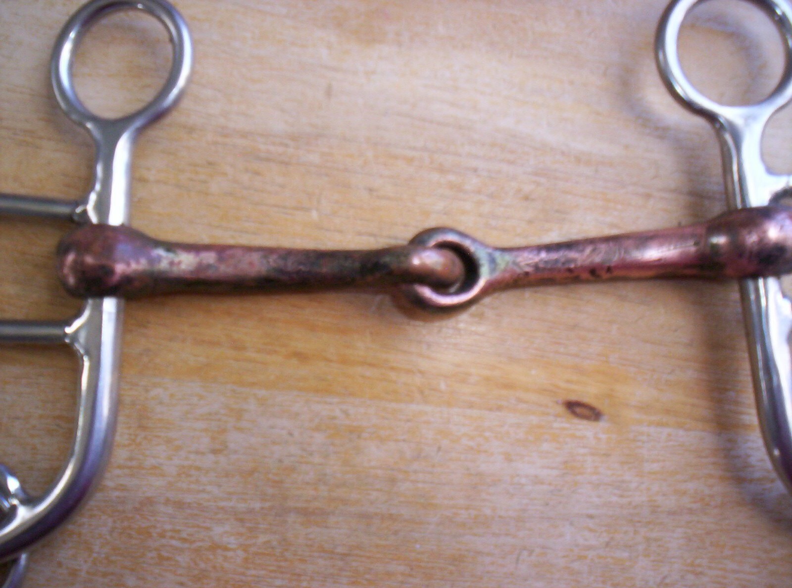 Used Stainless Argentine Snaffle Bit 5" Copper Mouth 6" Shanks