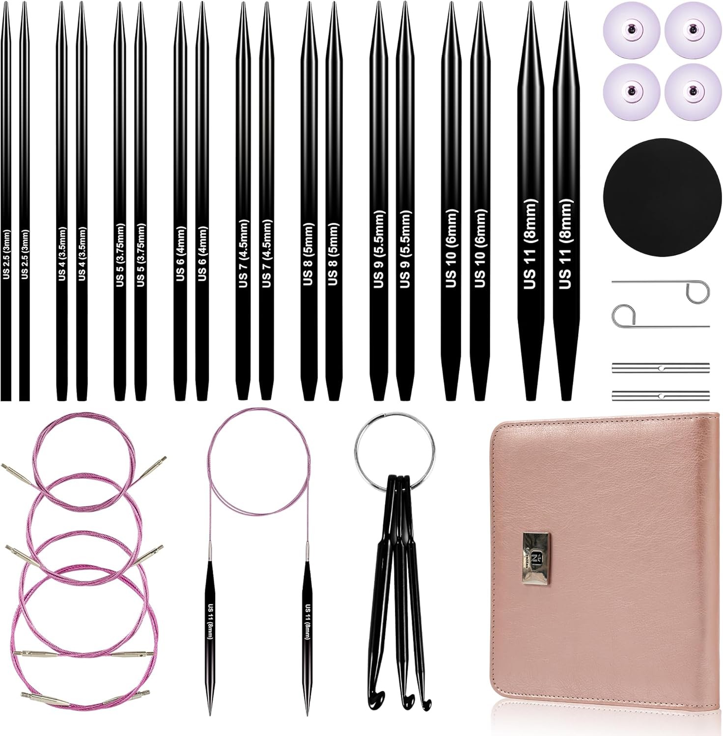 Froggod Interchangeable Circular Knitting Needles Set, 9 Pairs