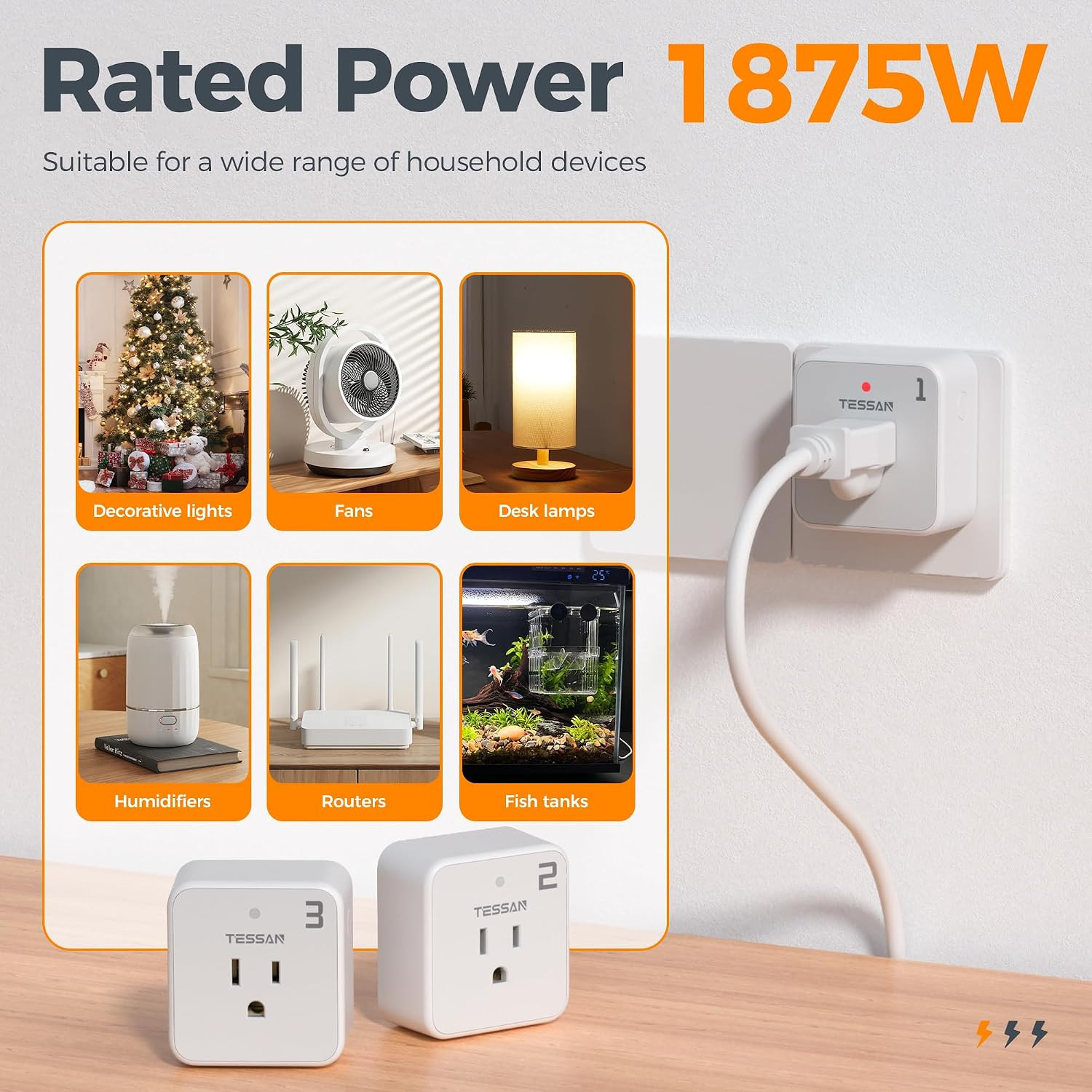 Remote Control Outlet Plug, 1 Remote and 3 Outlets | Wireless Light Switch Kit,