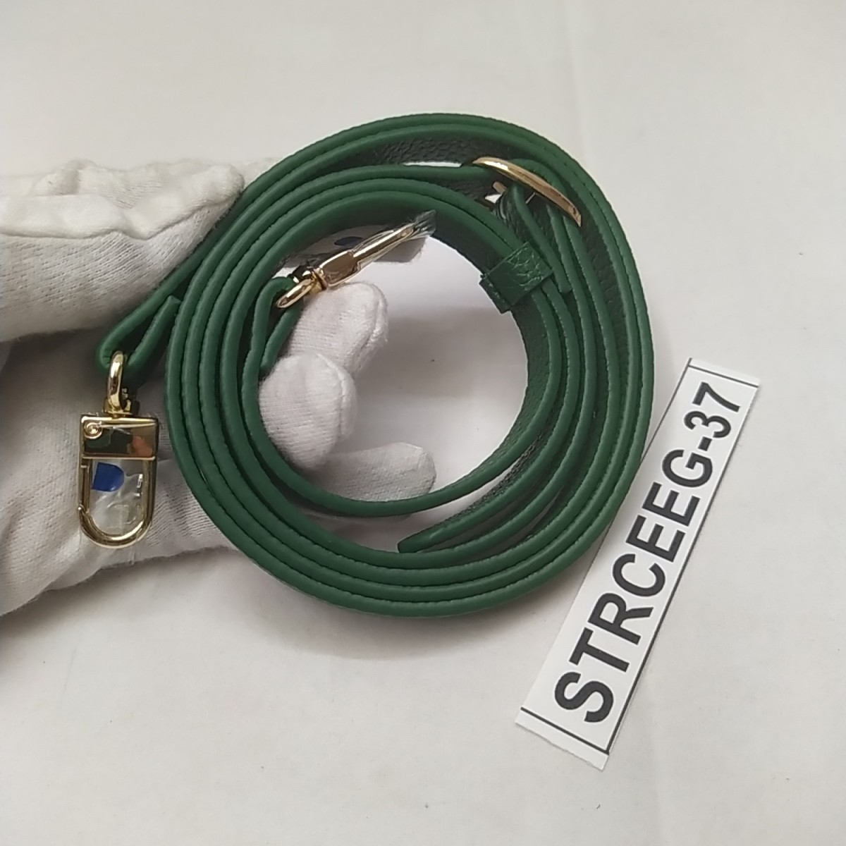 Green Leather Replacement Strap W/ Goldtone Push Gate Hook - NEW