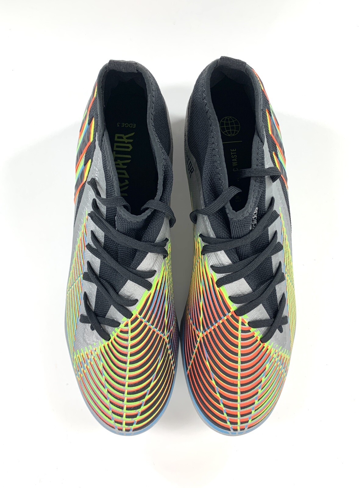 adidas Predator Edge.3 FG Soccer Cleats Silver Volt Black HR1524 Men's 11.5