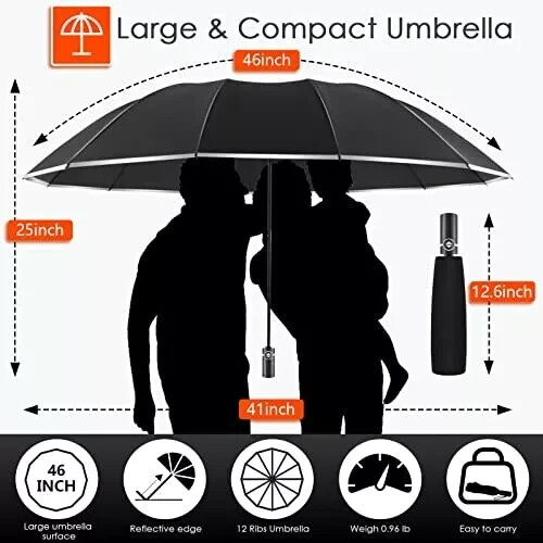 Bodyguard Inverted Umbrella Large Windproof Umbrellas for Rain Sun Travel Umb...
