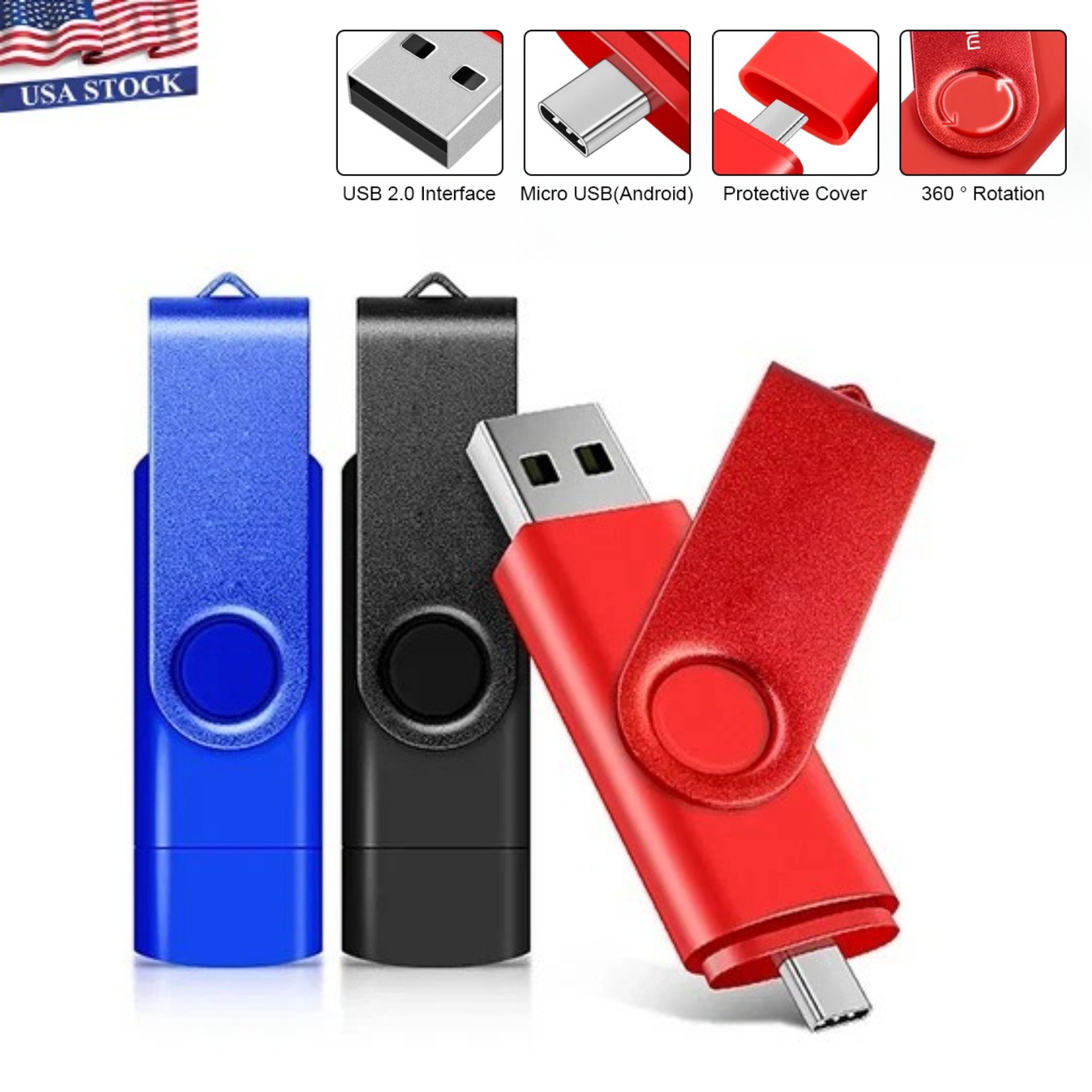 Type-C Dual USB Flash Drive Portable OTG Jump Drive for Smartphone 256GB 2-in-1