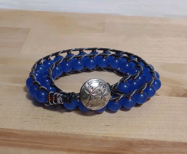Ocean's Embrace Double Wrap Beaded Leather Bracelet
