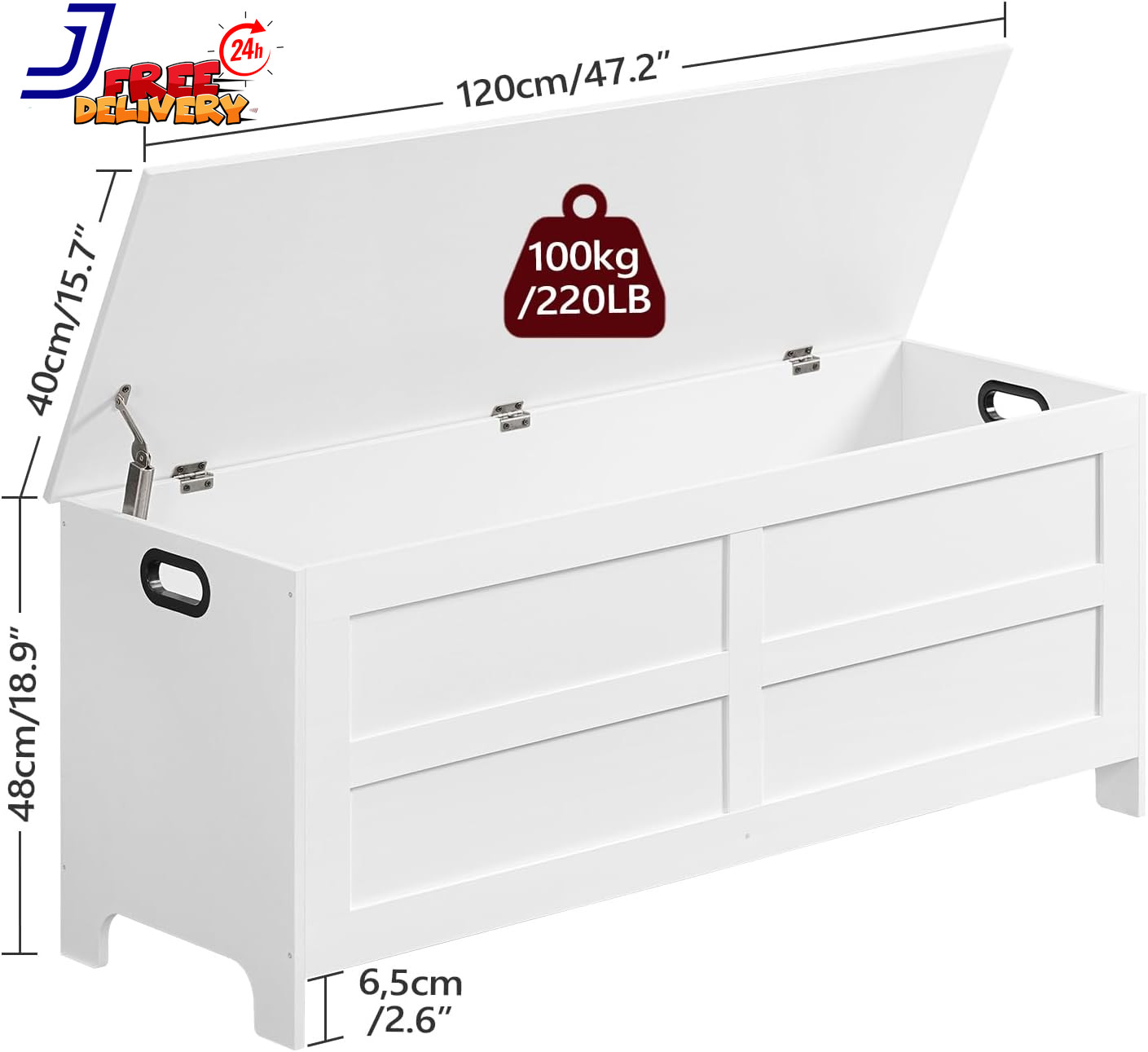 Storage Chest 47.2” Large Toy Chest Entryway Storage Trunk Storage Bench with Sa