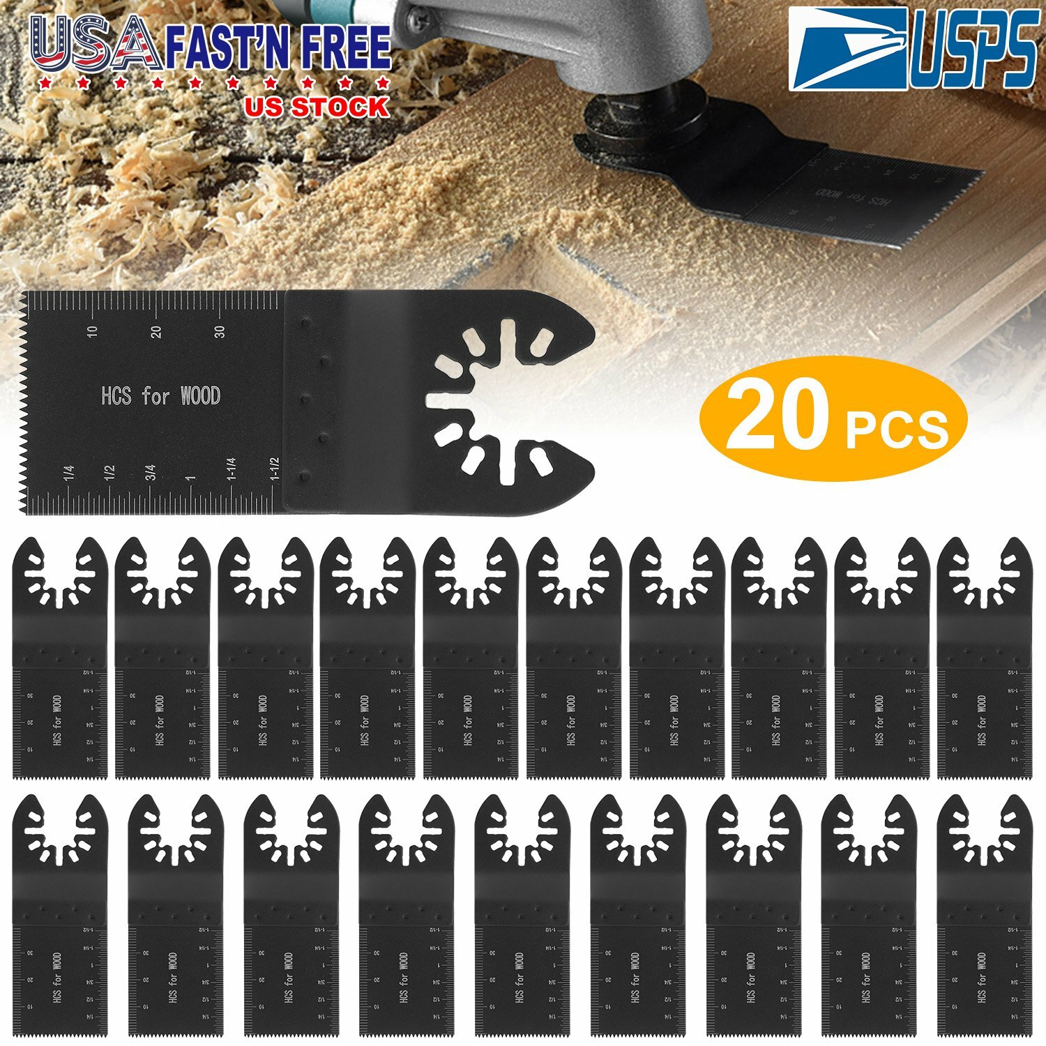 20PCS Oscillating Saw Blades Multi Tool Wood Metal Cut Cutter Carbon Steel Blade