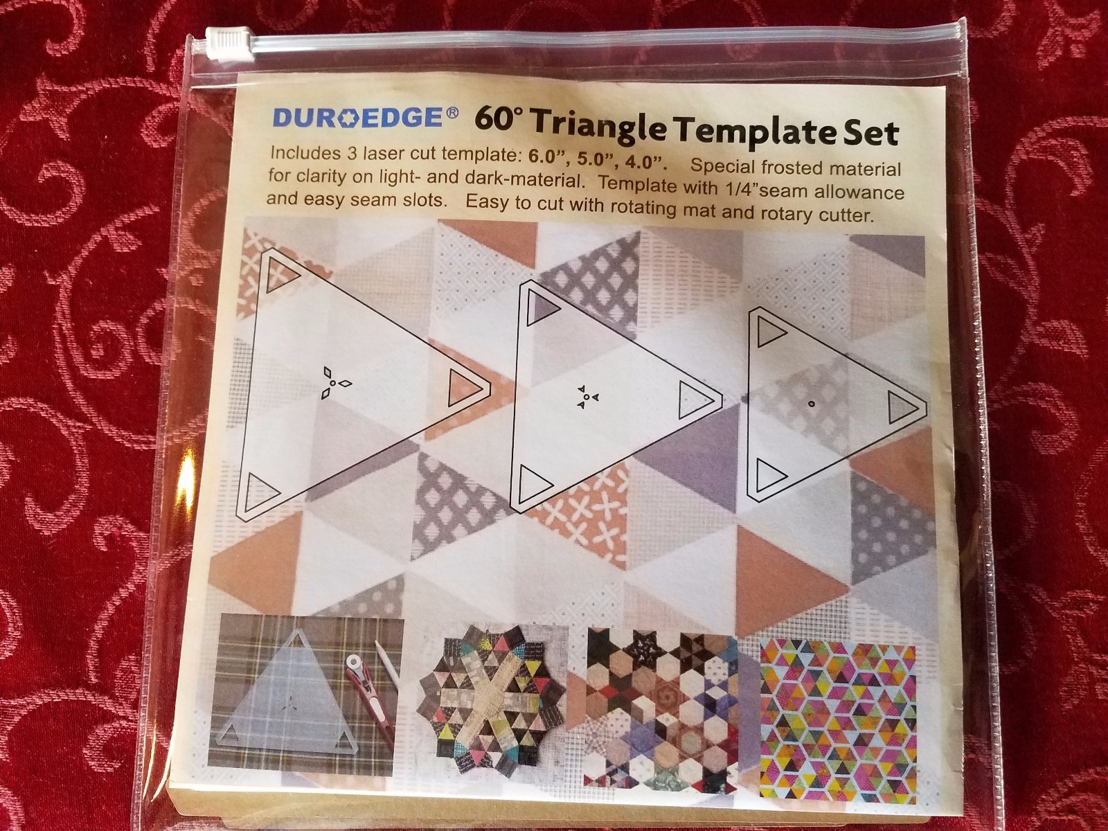 3 pc DuroEdge Quilting Large Templates Acrylic Triangle Clear Set 4", 5", 6"