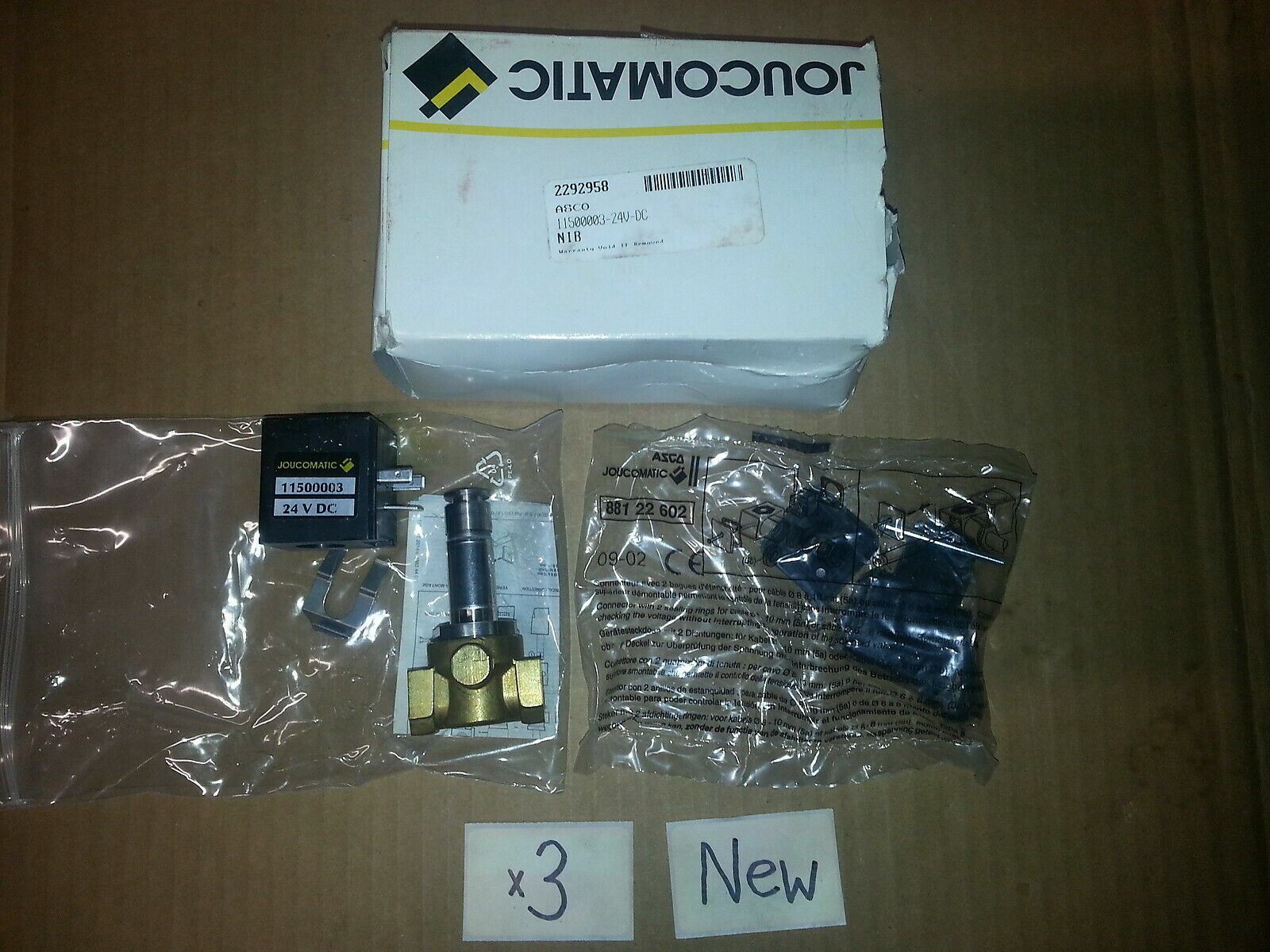 ASCO Joucomatic 11500003 Solenoid Valve 24VDC 1/4 NPT Brass Pneumatic Industrial