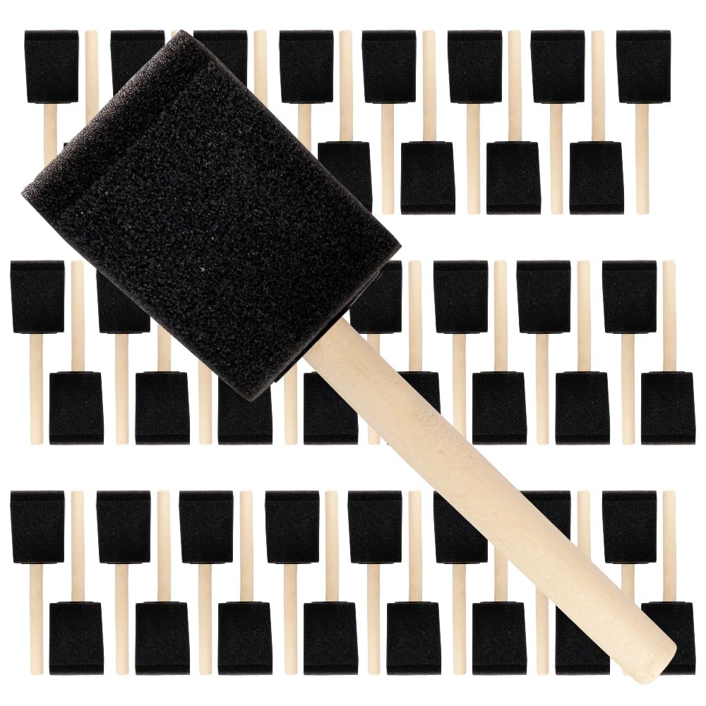 Pro Grade - Foam Brushes - 2 Inch - 48 Piece Poly 2"-48Ea, Multicolor