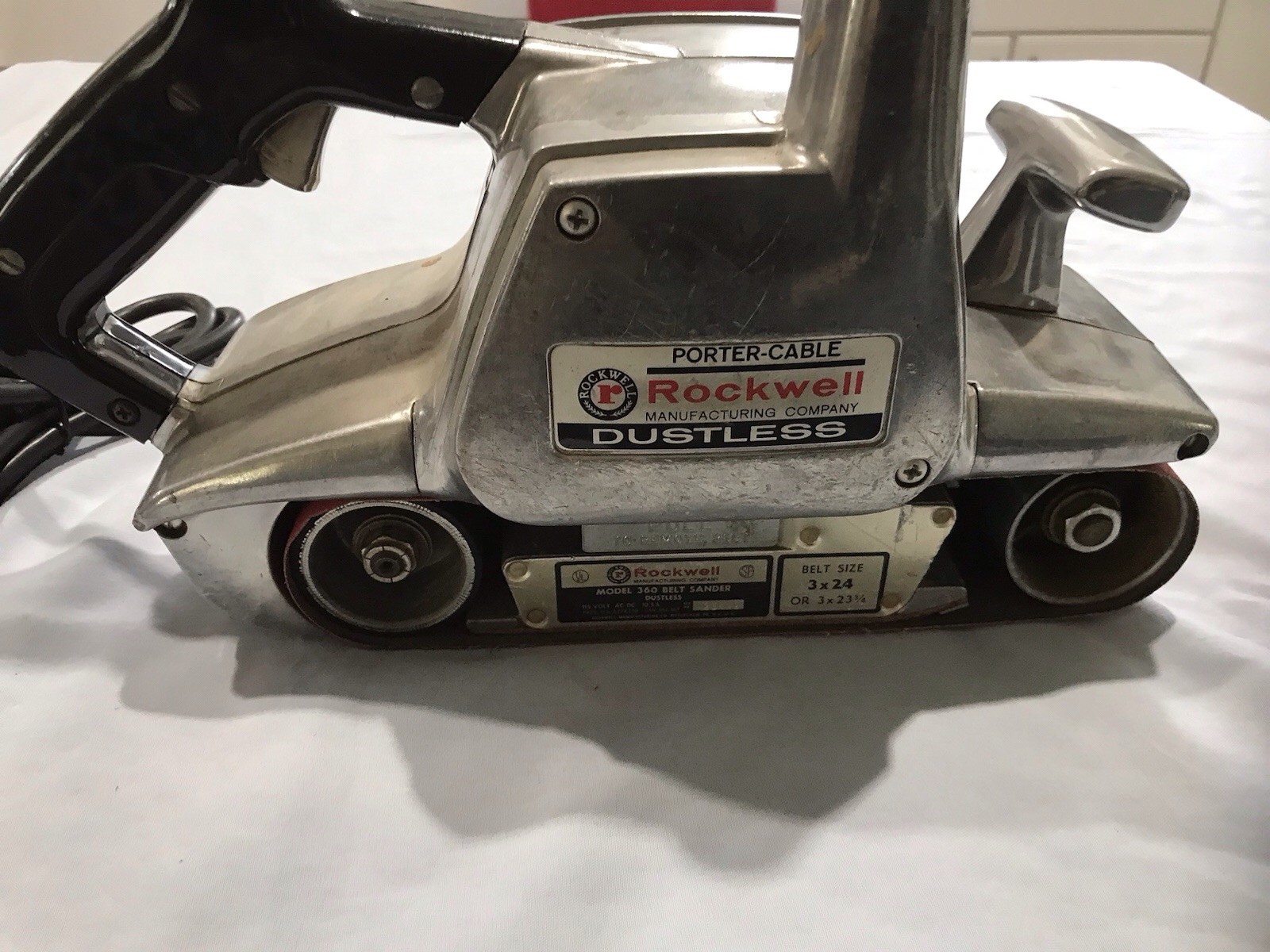Vintage Rockwell Model 360 Dustless Belt Sander 3 x 24 Belt Size