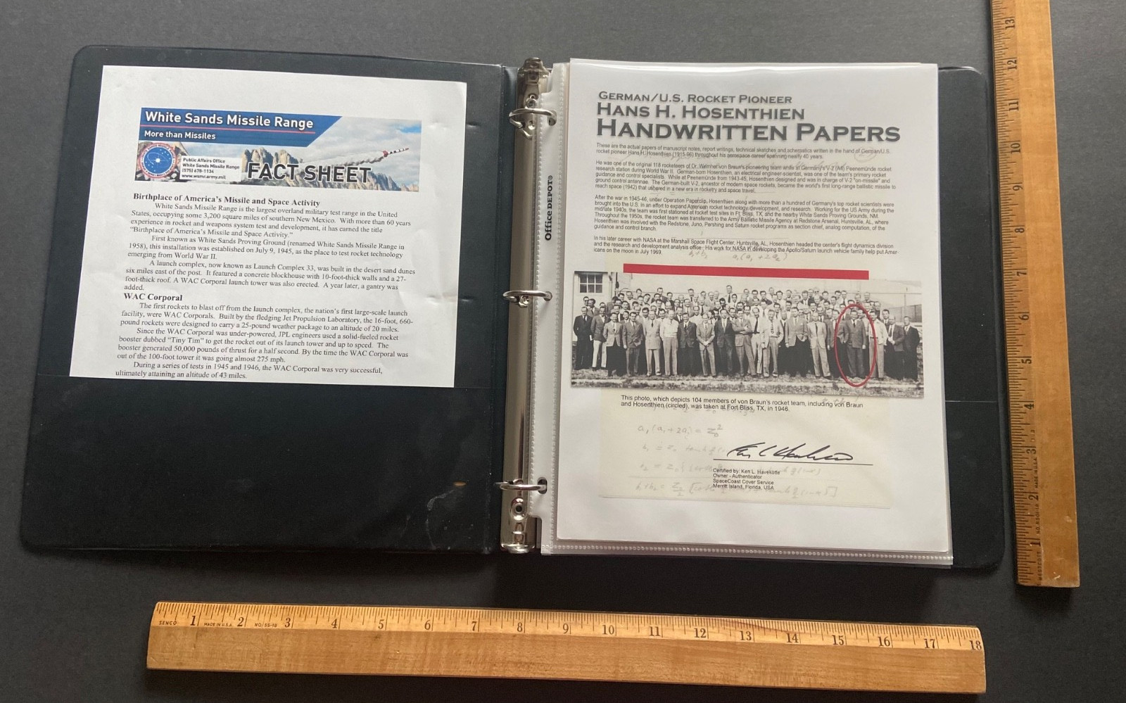 German U.S. Rocket Pioneer Hans H. Hosenthien Handwritten Papers - Ken Havekotte