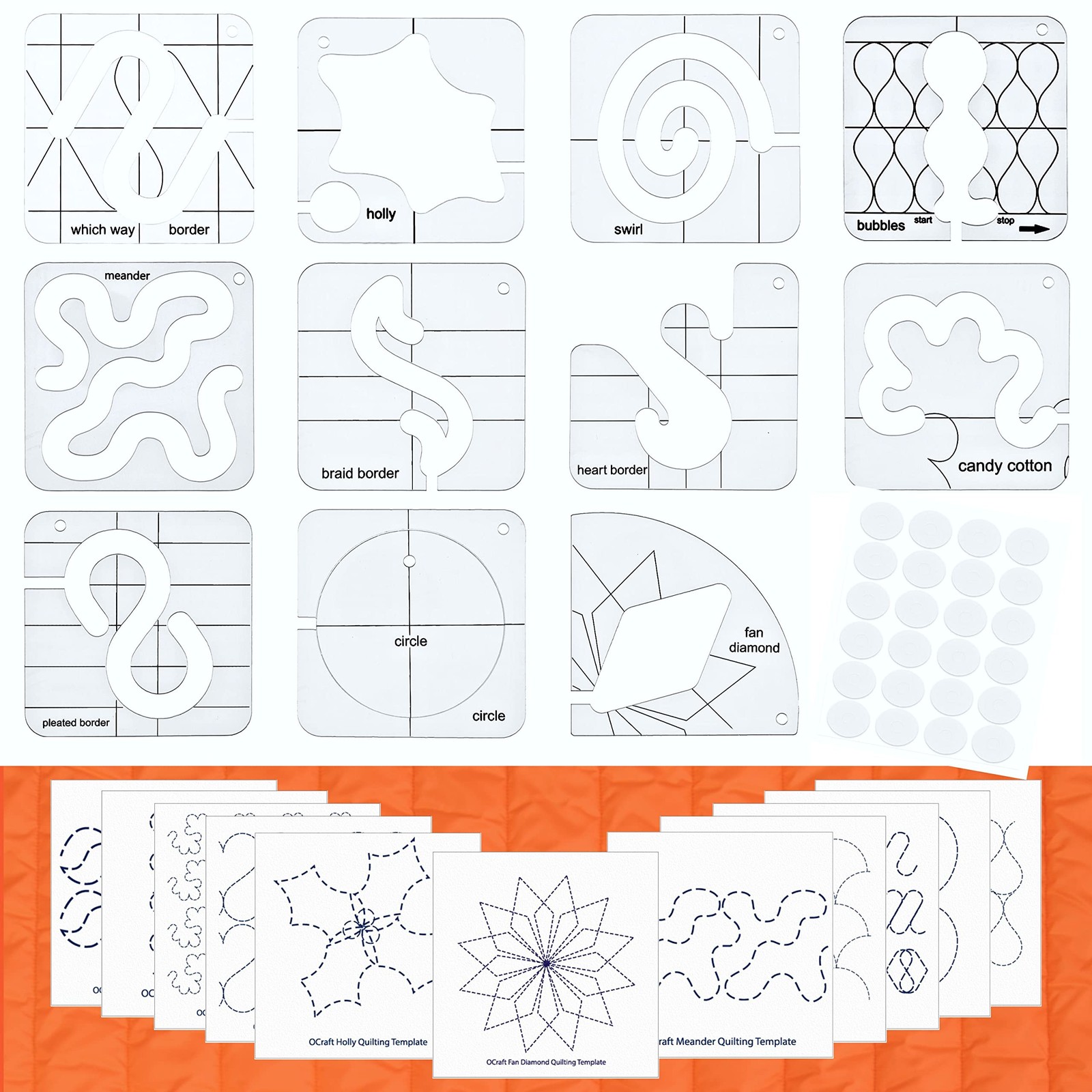 Free Motion Quilting Rulers Templates 11 PCS Low Shank Patchwork Sewing Set
