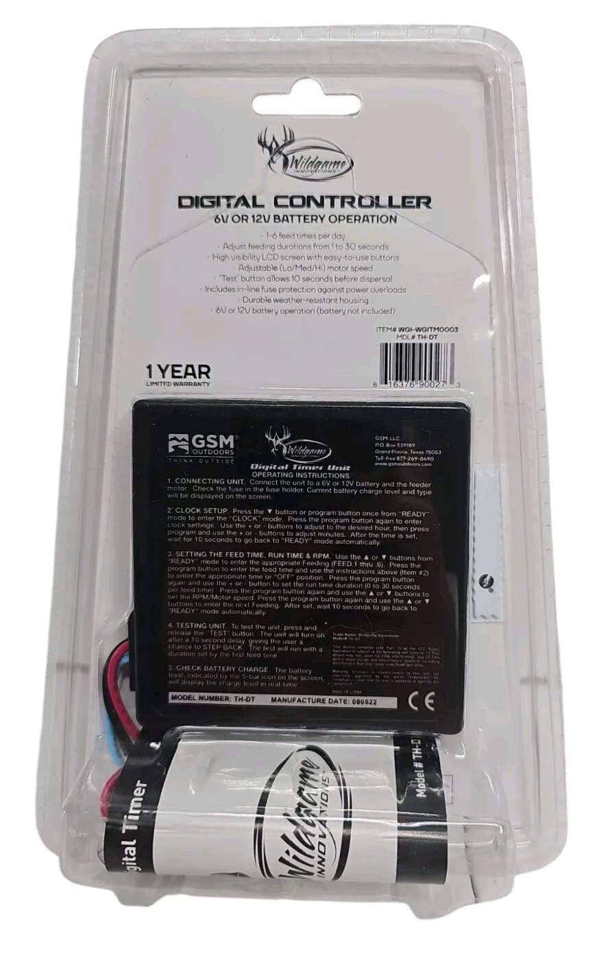 Wildgame Innovations Digital Controller Timer 6V or 12V Battery Operation TH-DT