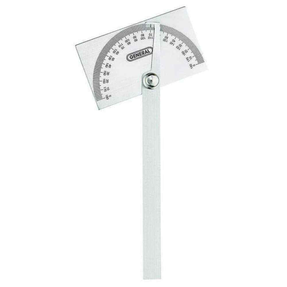General #17 Rectangular Head Protractor: 6" Long Blade, 180�, 1� Dial Graduation
